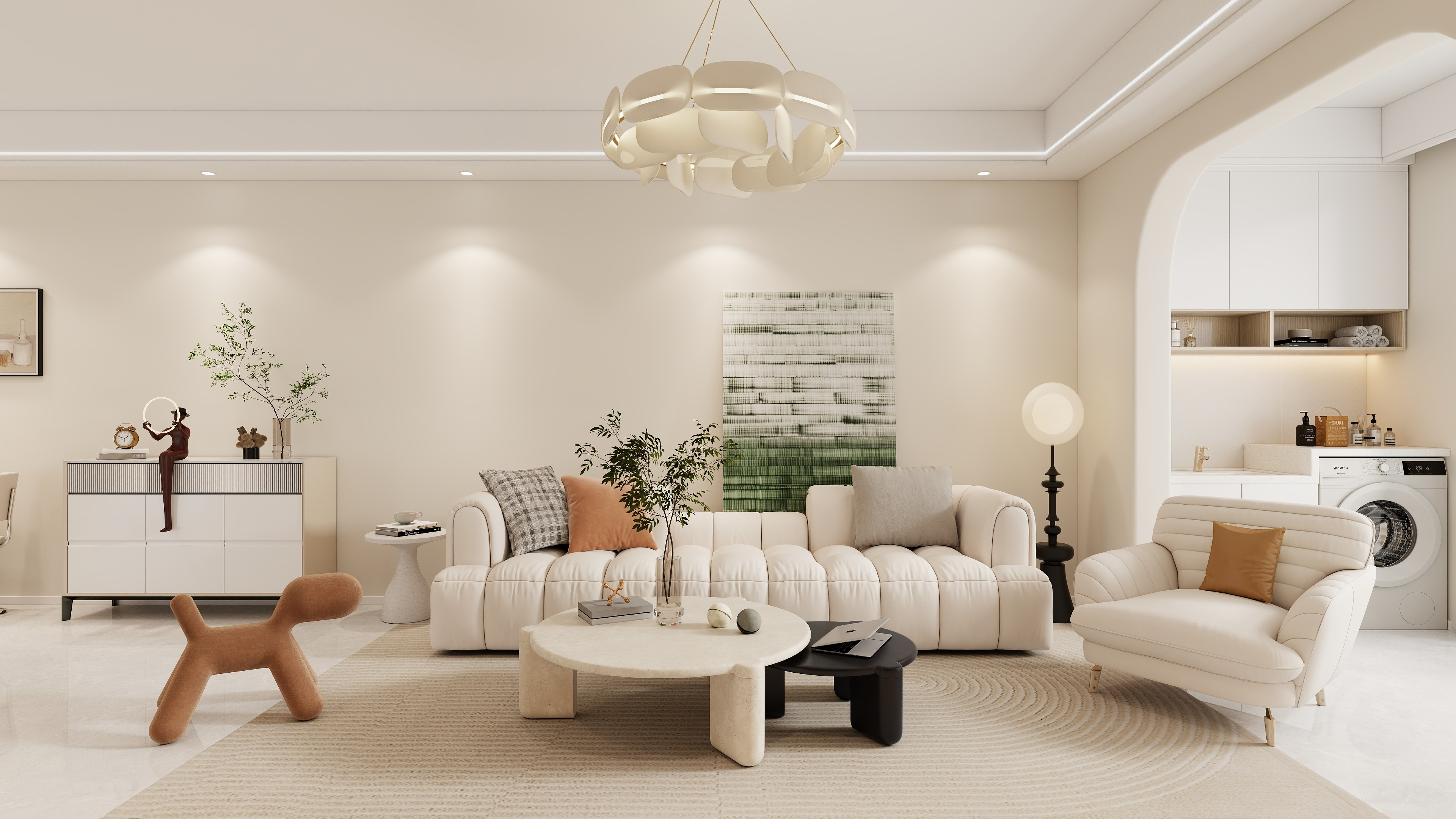 设计师赵响-《有风小院》奶油风格98平方3室2厅2卫-装修设计方案