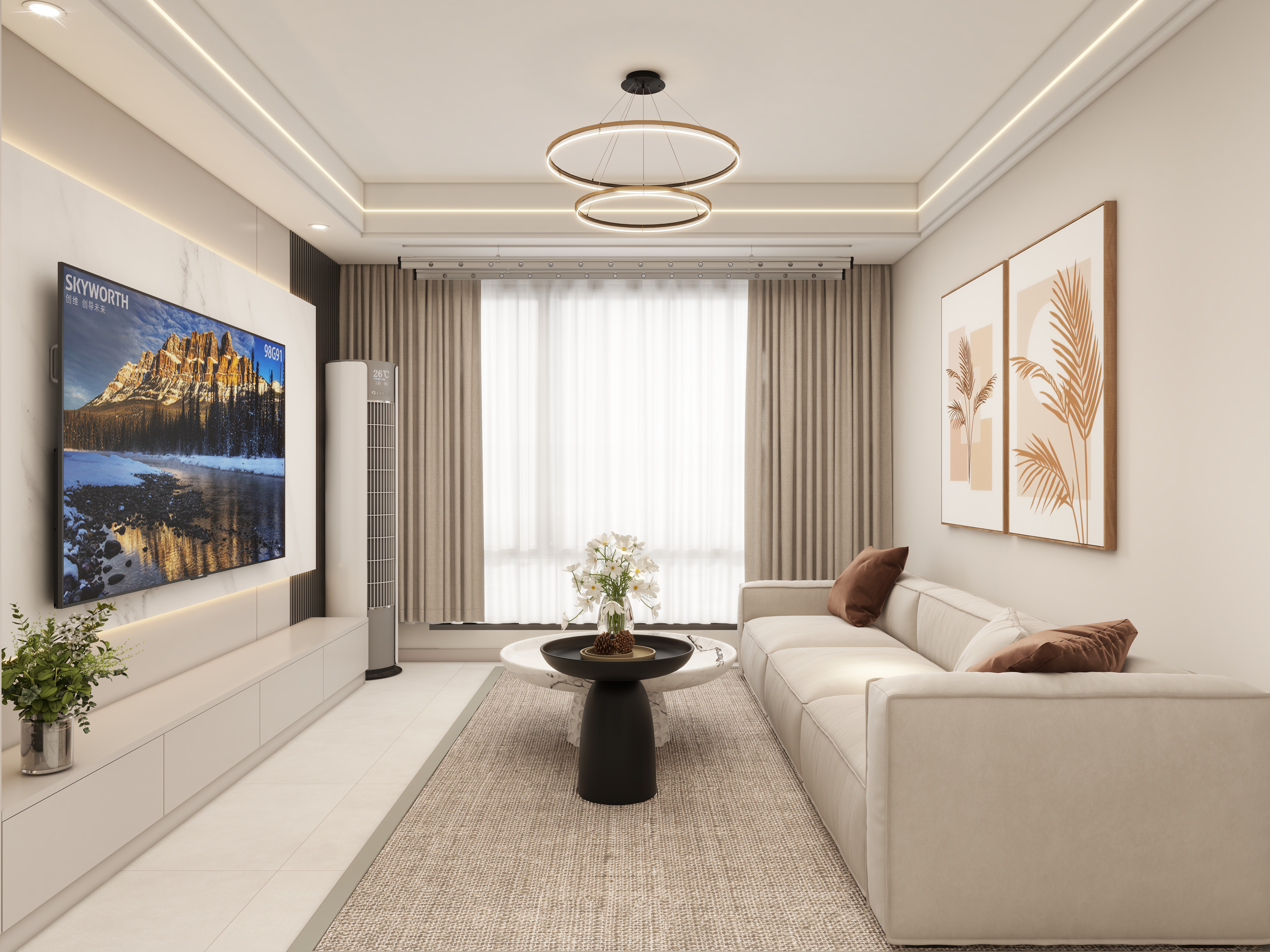 壹诺设计工作室-85㎡3室-现代简约 装修效果图