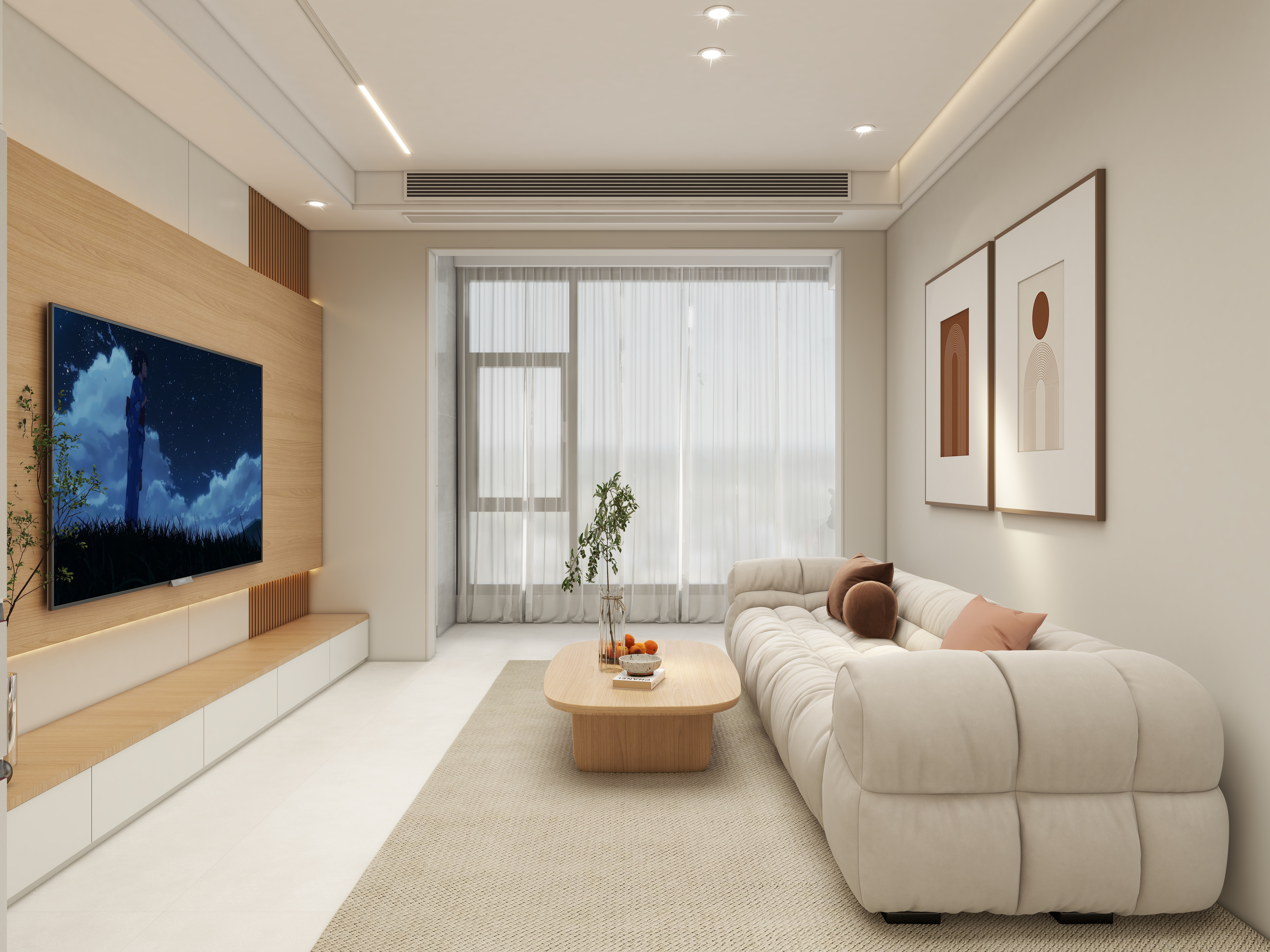 壹诺设计工作室-98㎡3室-原木风装修效果图