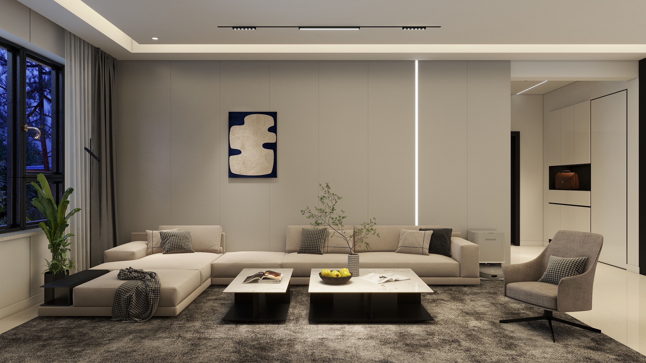 宙.空间设计师桃子-紫金轩138㎡，7-101-奶油风黑白灰色调-装修设计方案