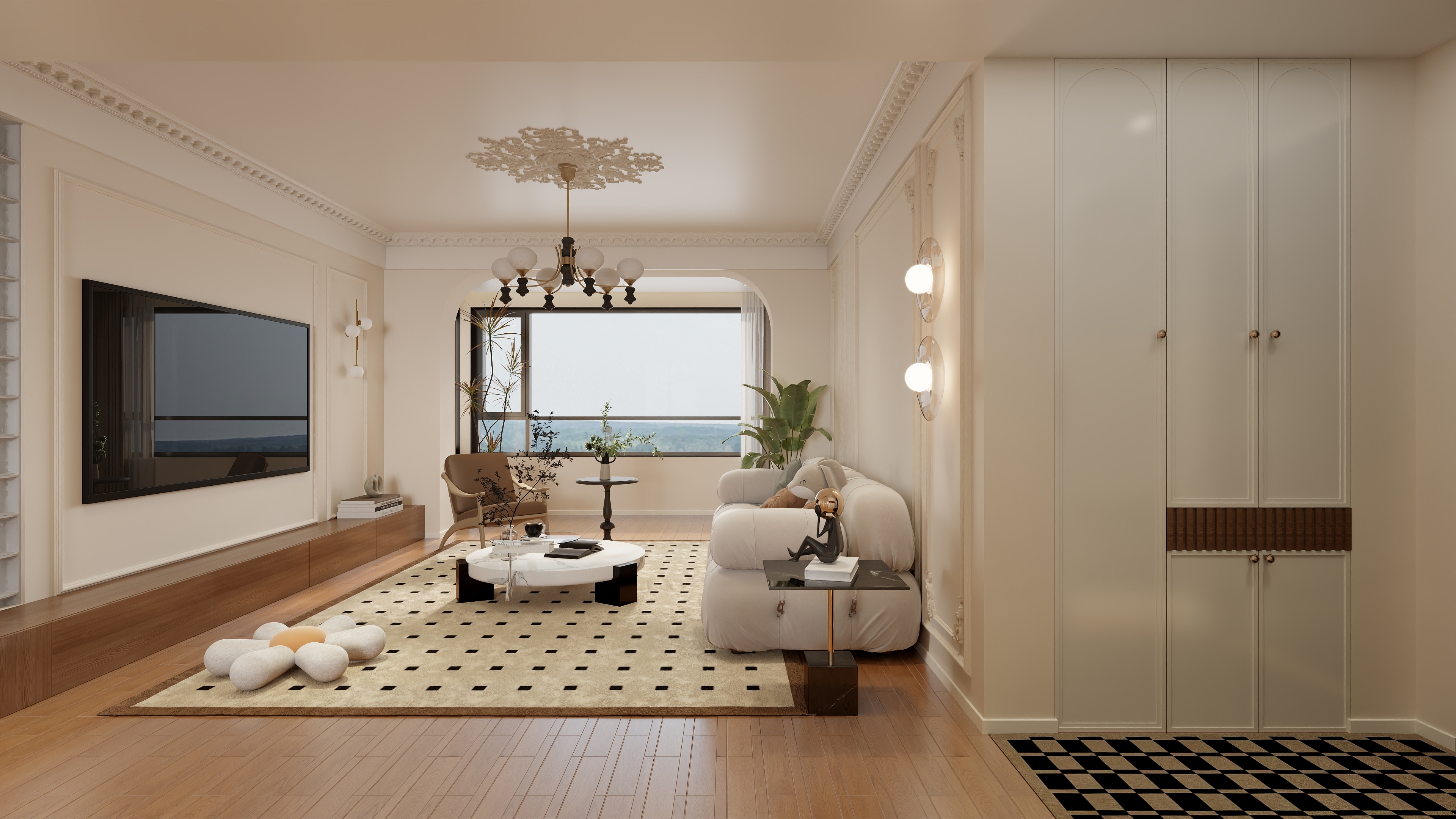 清晨空间设计-法式奶油110三室两厅-装修设计方案