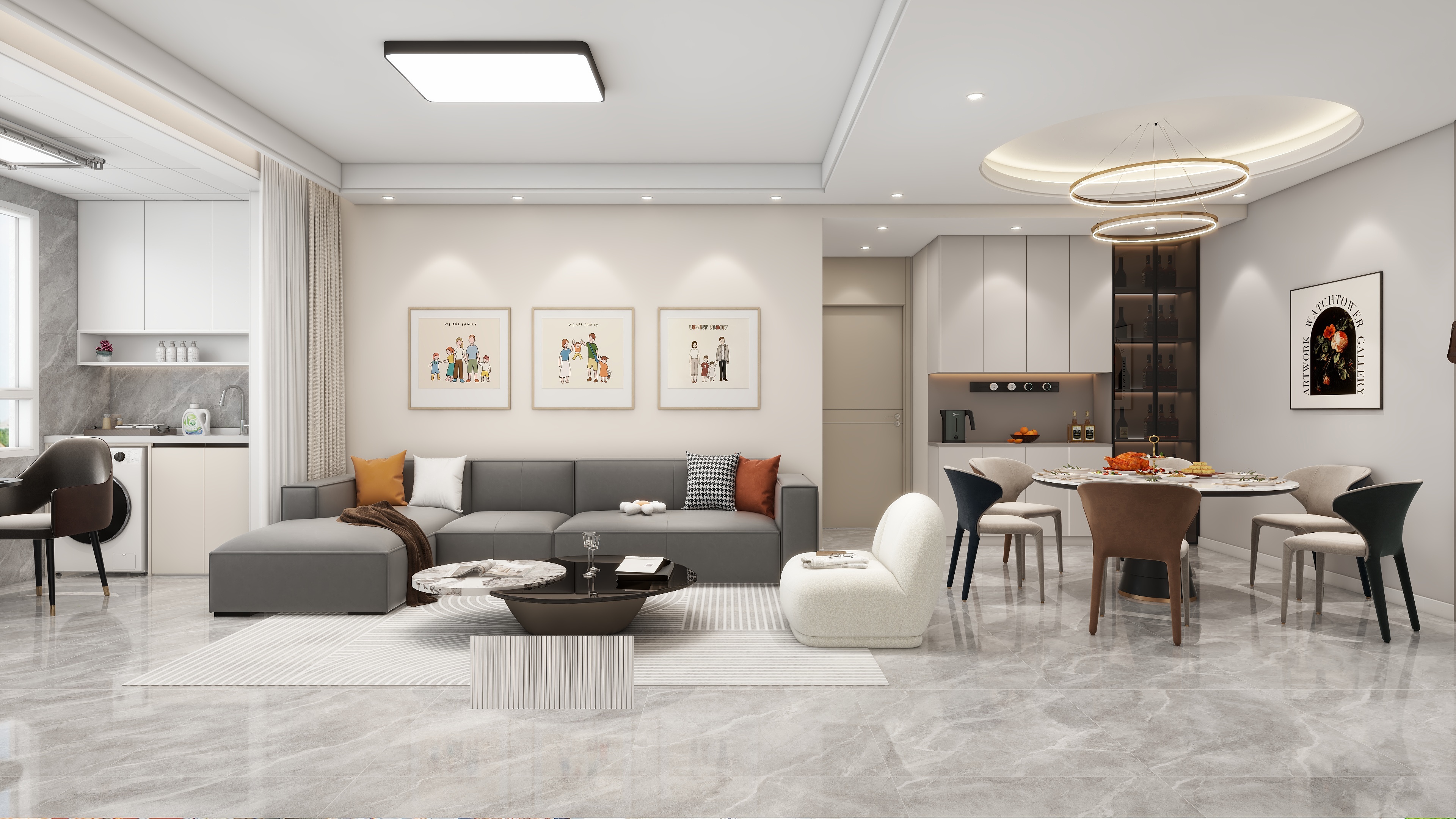 设计师同乐-110㎡三室两厅现代风格设计装修效果图