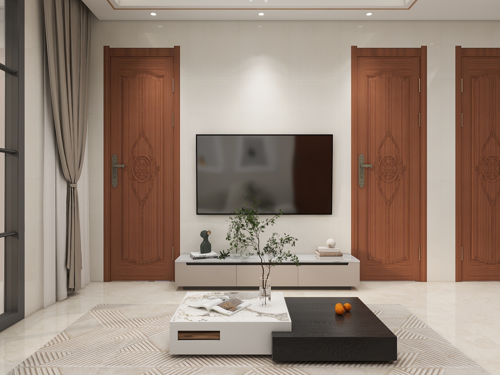 李青越-350方新中式三层复式装修效果图