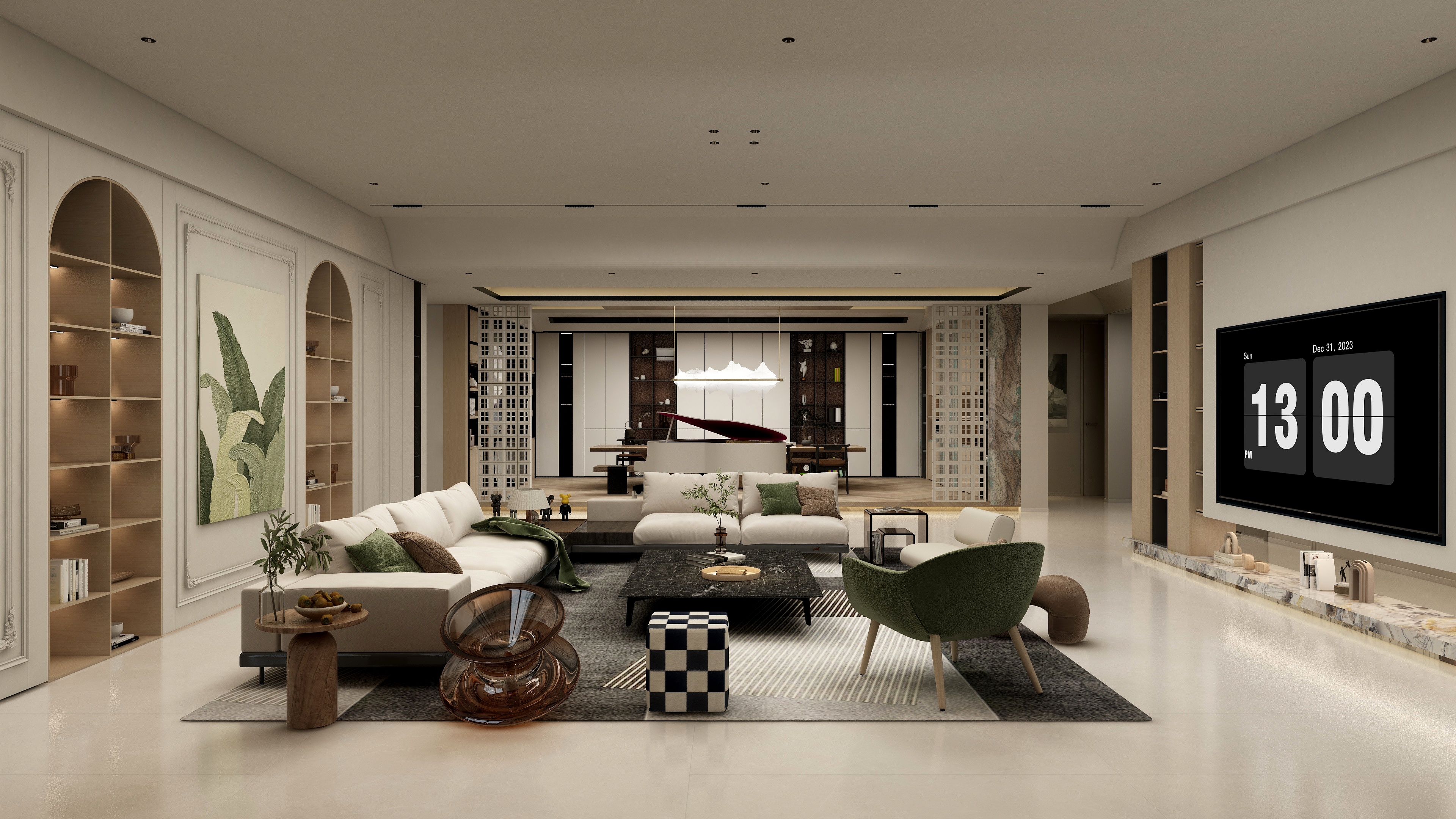 张煜强煜境设计-1009平米奶油简约别墅自建房装修效果图