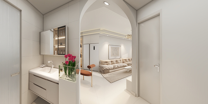 胡少峰-公园学府8-1802郭总雅居-现代奶油风-装修设计方案