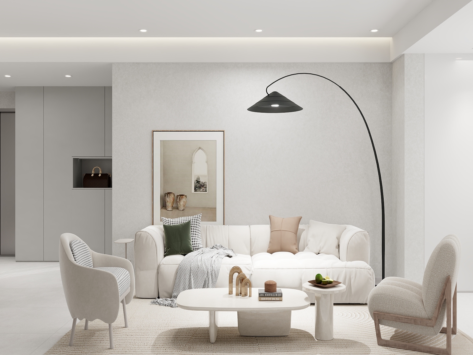 100元设计方案- 96m²奶油风格三居室装修效果图