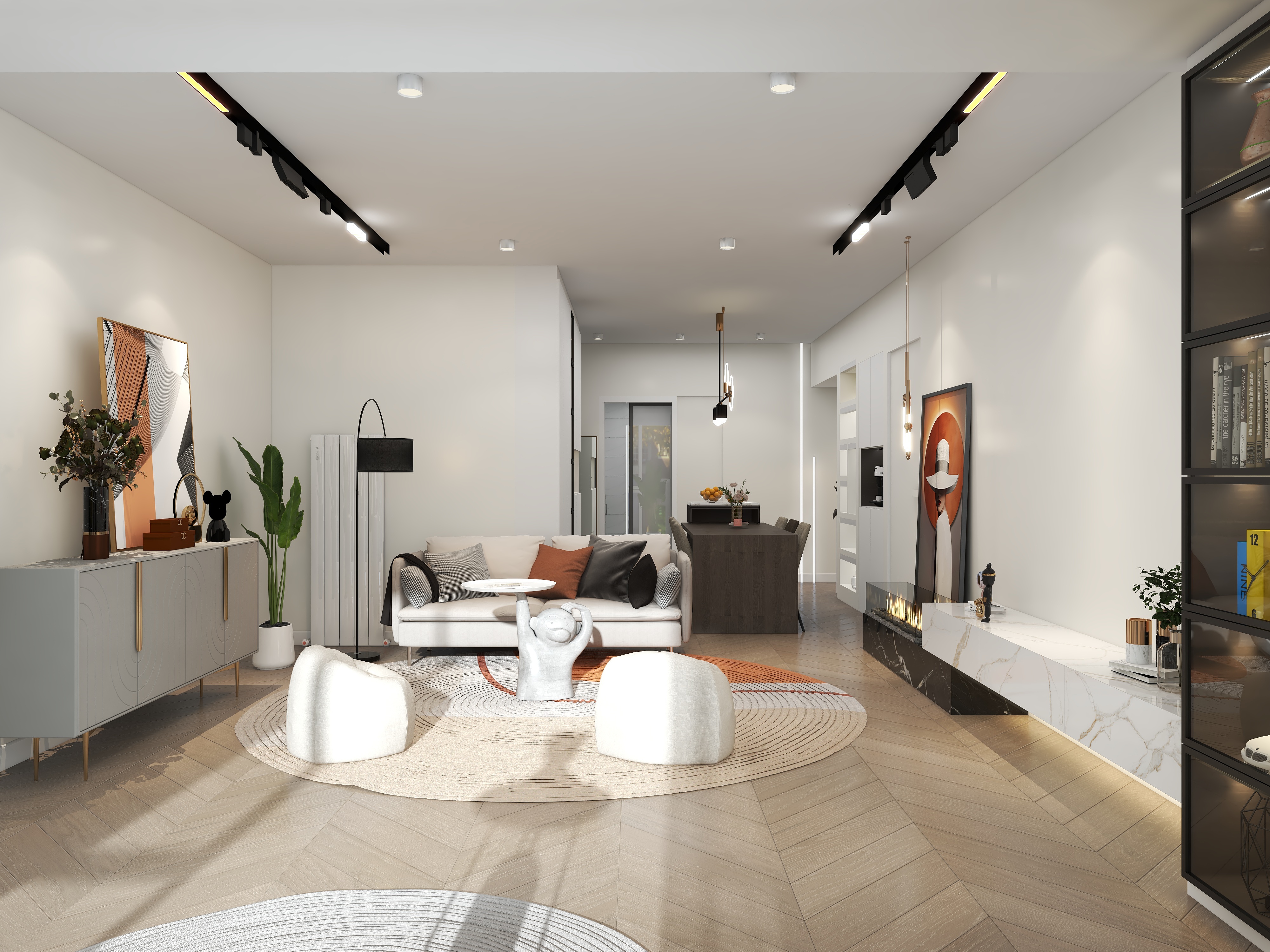 四月蚂蚁子弹飞-现代简约122㎡3室装修效果图