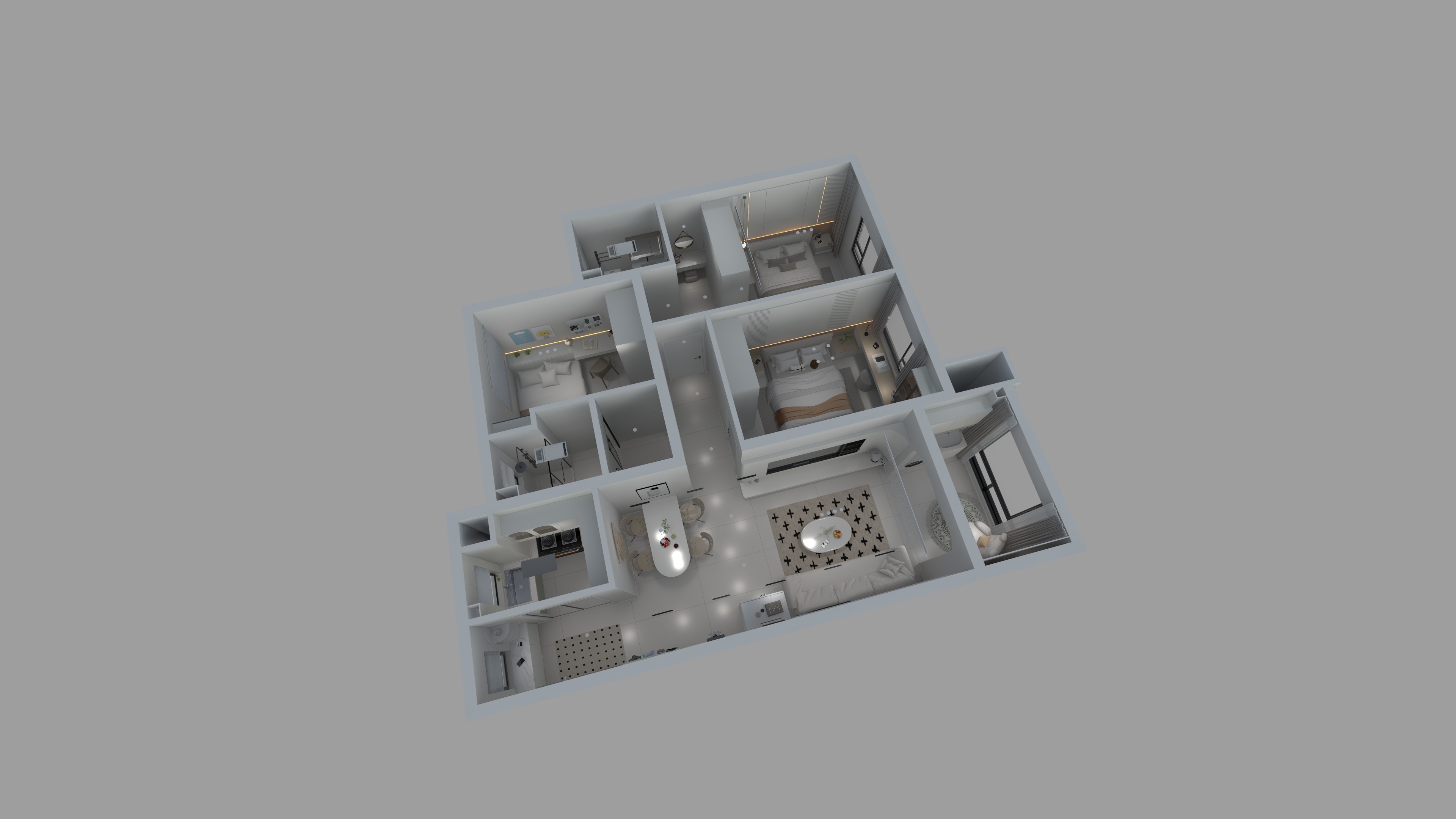 福州中翰林装饰有限公司-国贸B2户型奶油风-装修设计方案