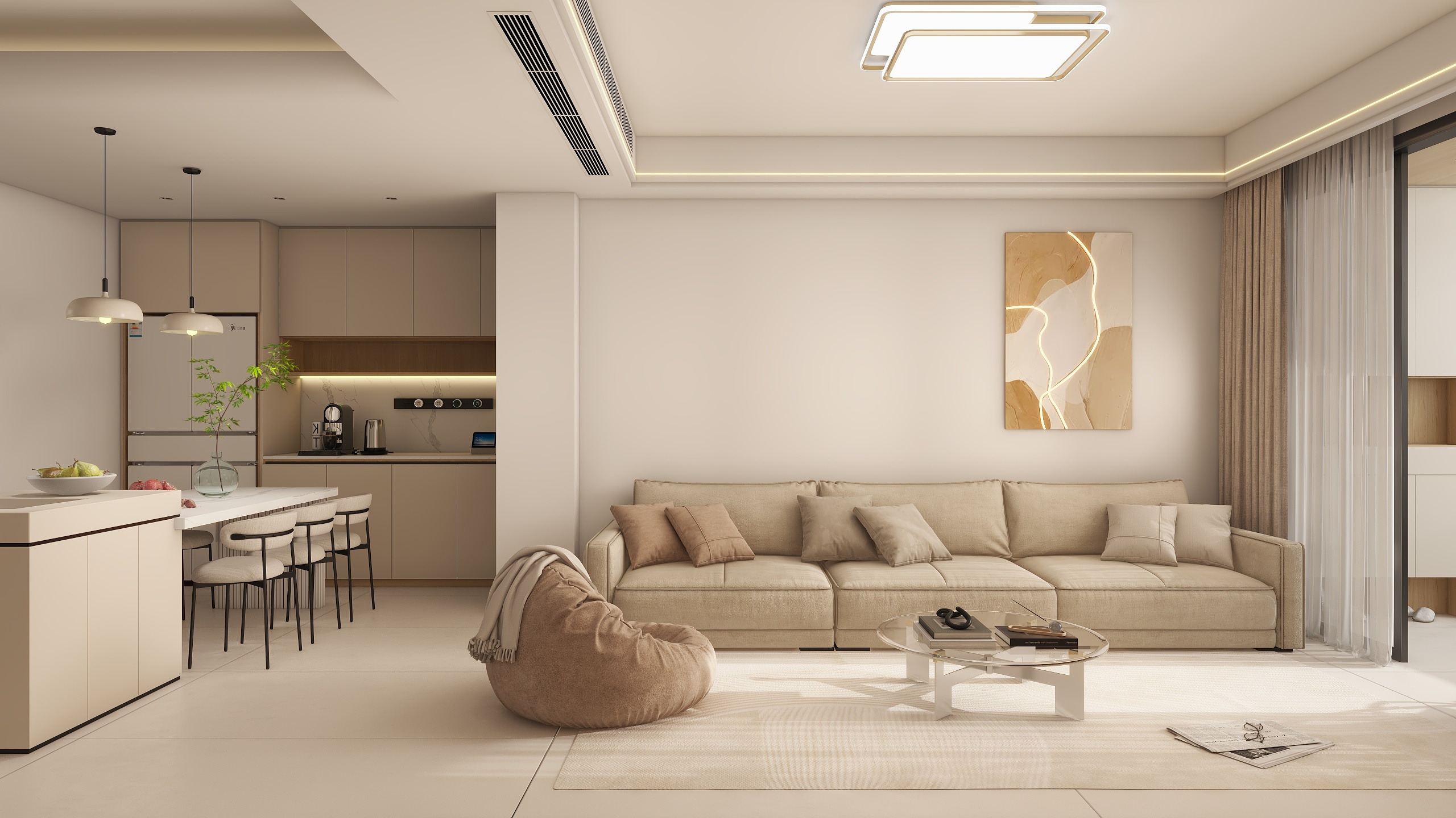 汐墨--XMDesign-怡景花园108㎡2室装修效果图