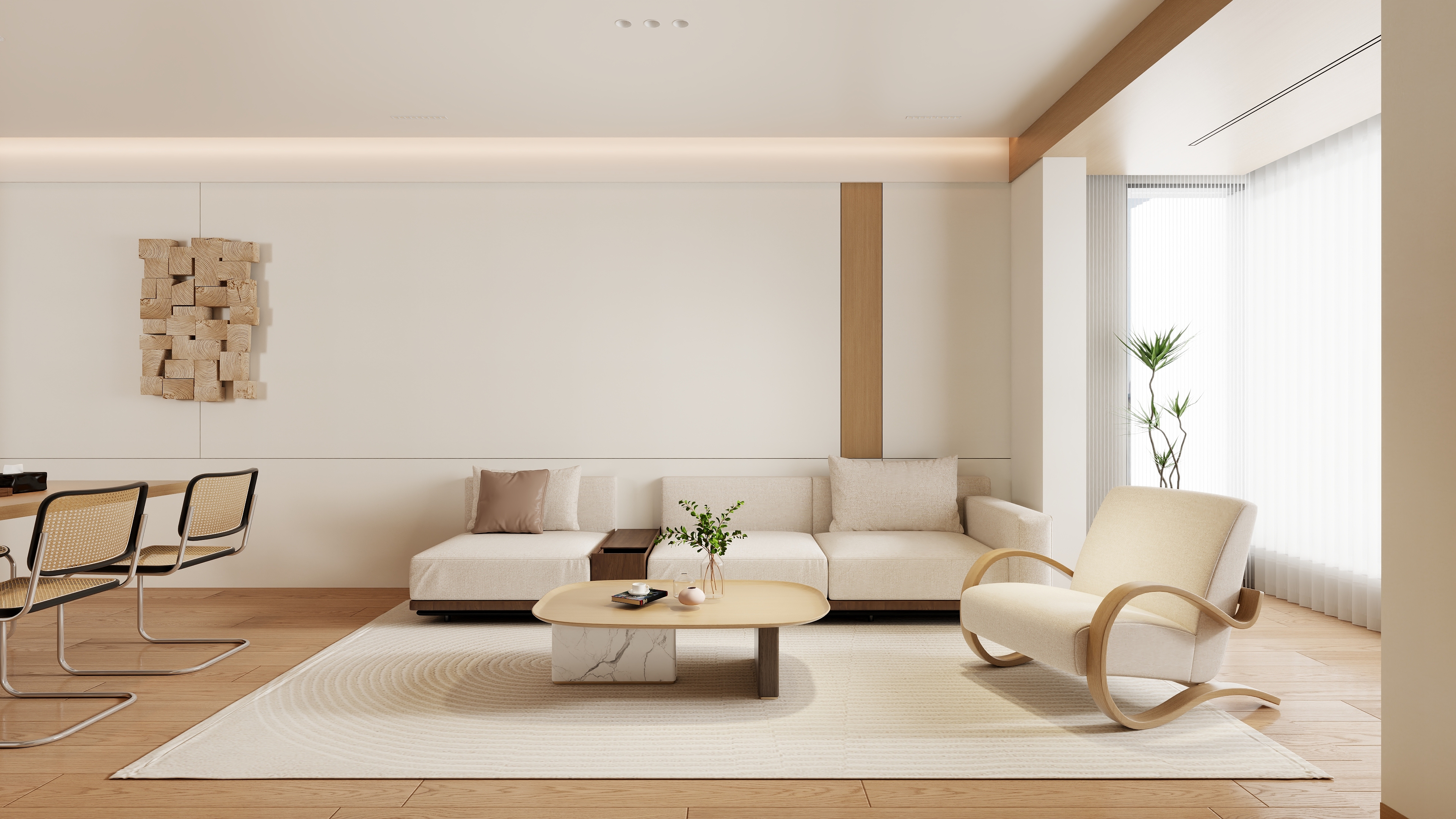 清晨空间设计-现代原木100三室两厅-装修设计方案