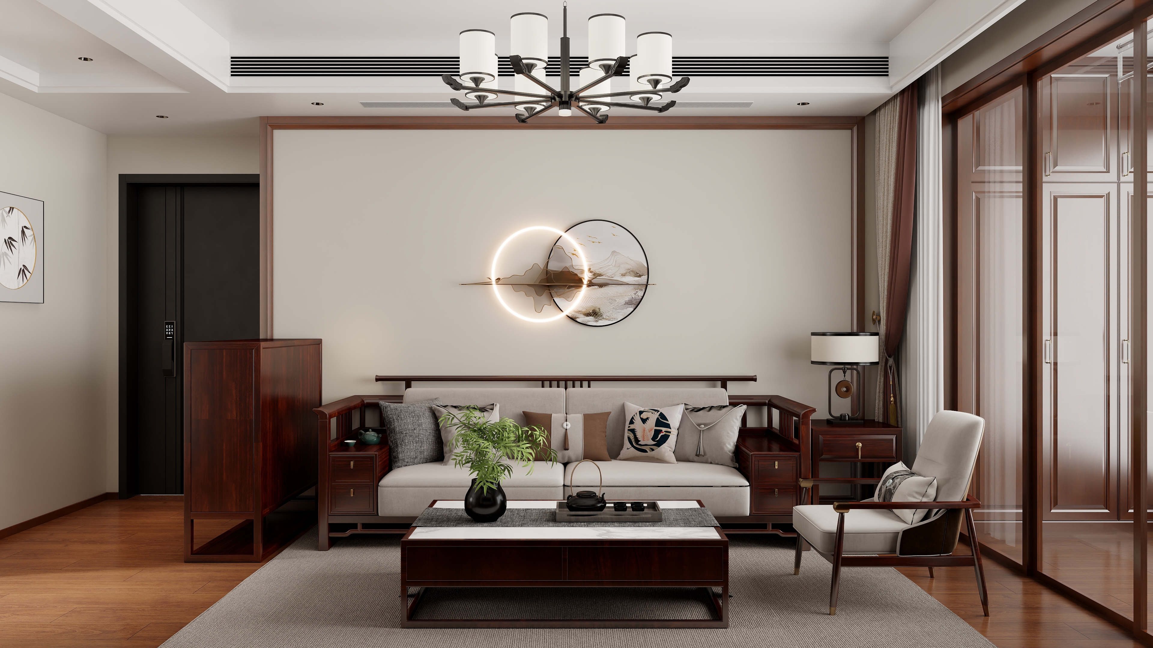 清晨空间设计-新中式99.92三室两厅-装修设计方案