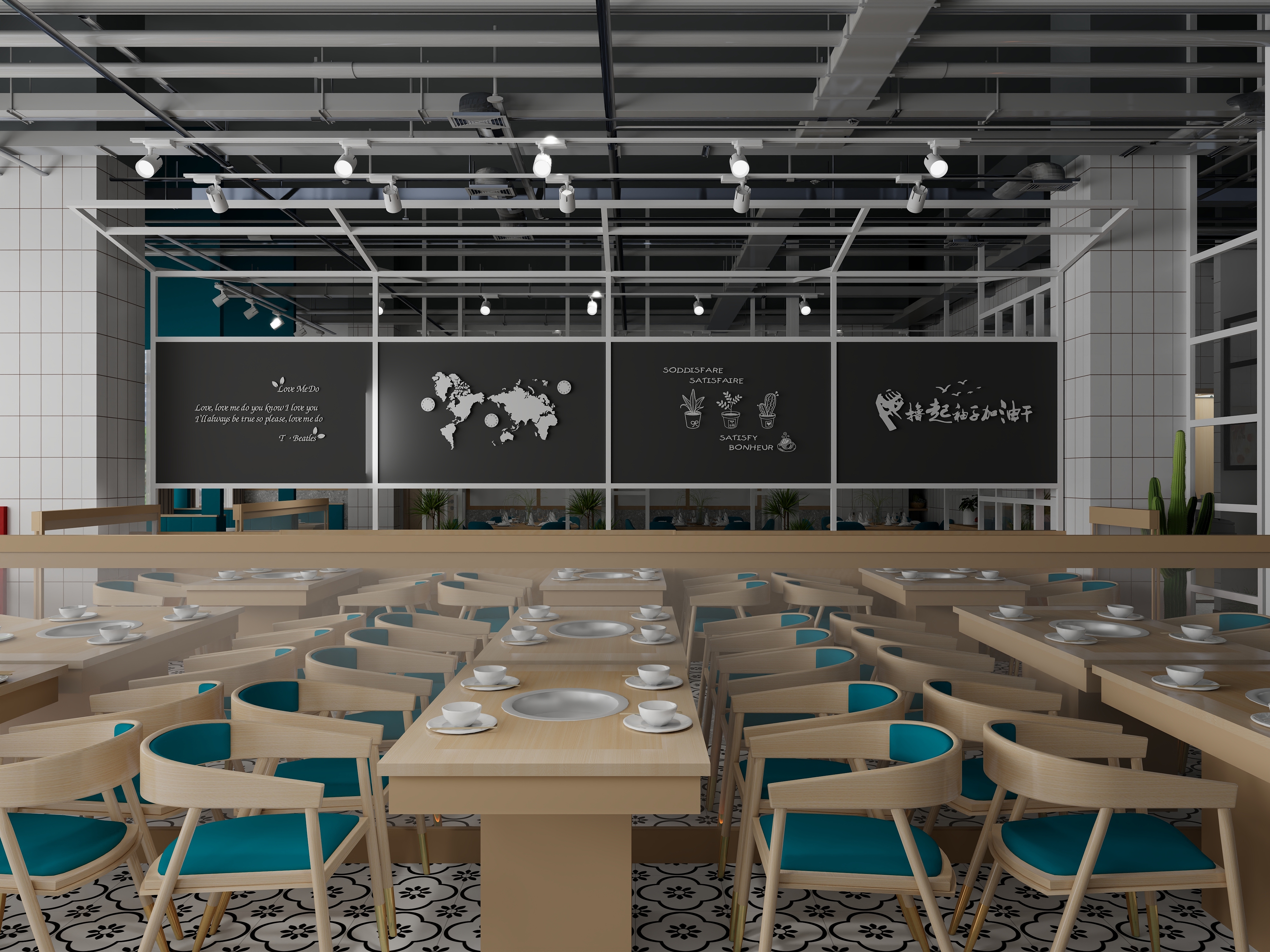 吴爽-349m²烤鱼餐厅装修效果图