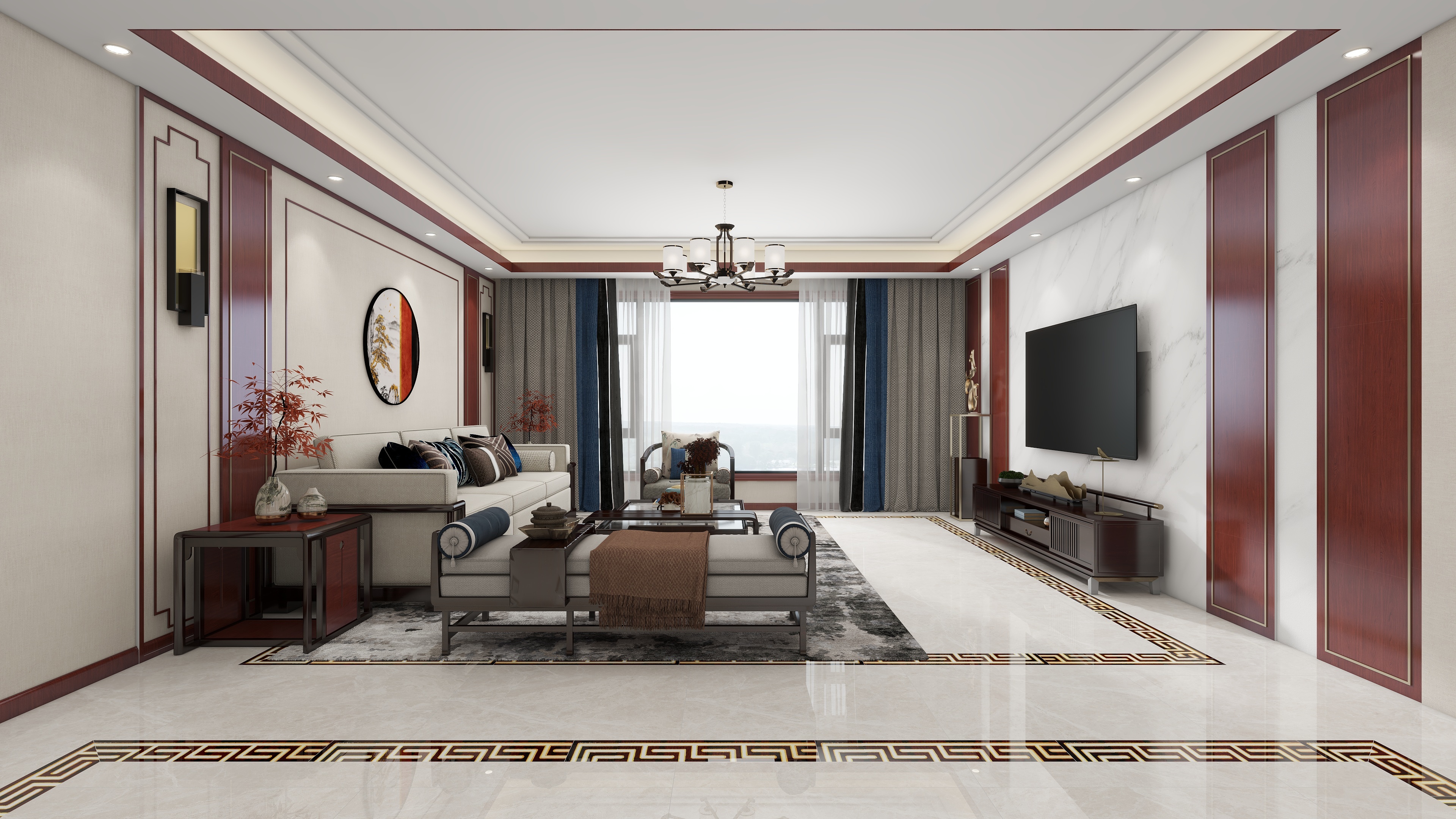 星空设计500-新中式177㎡4室装修效果图