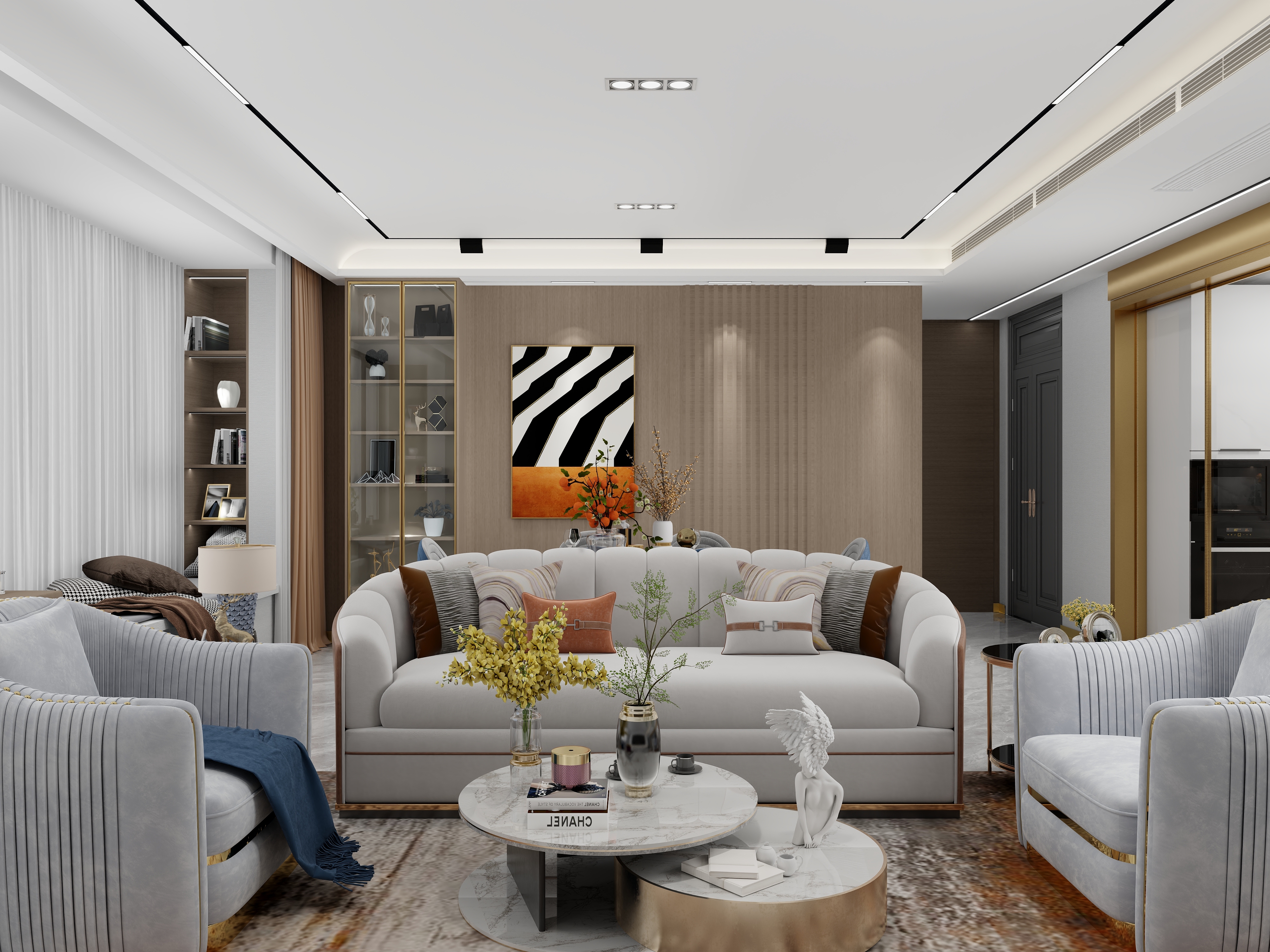 吴爽-154m²现代轻奢风格装修效果图