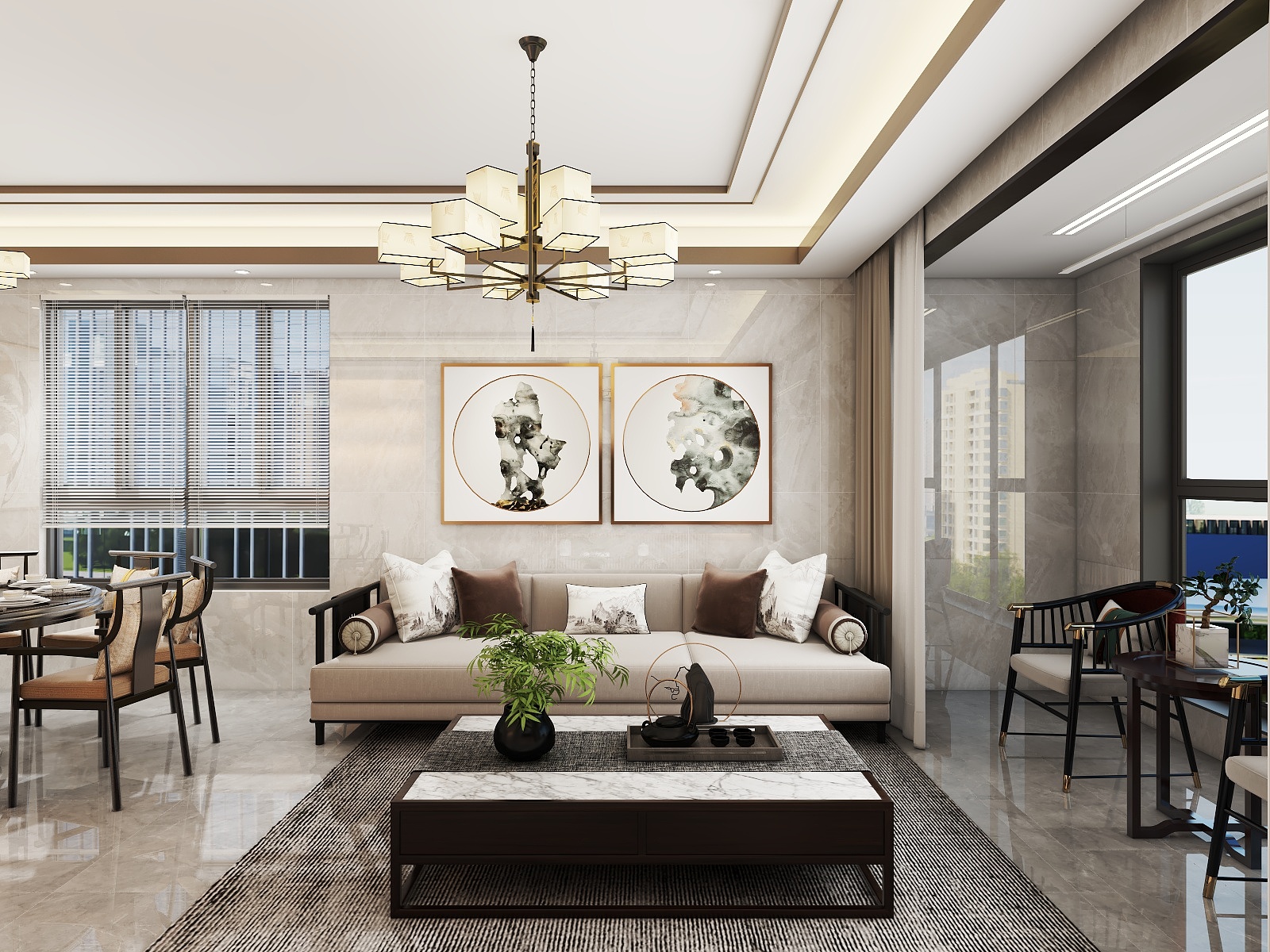 湛智华-新中式自建房99平2房装修效果图