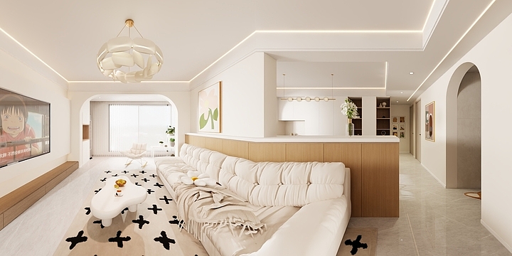 盛夏的一天-亮月湖丨奶油风-装修设计方案