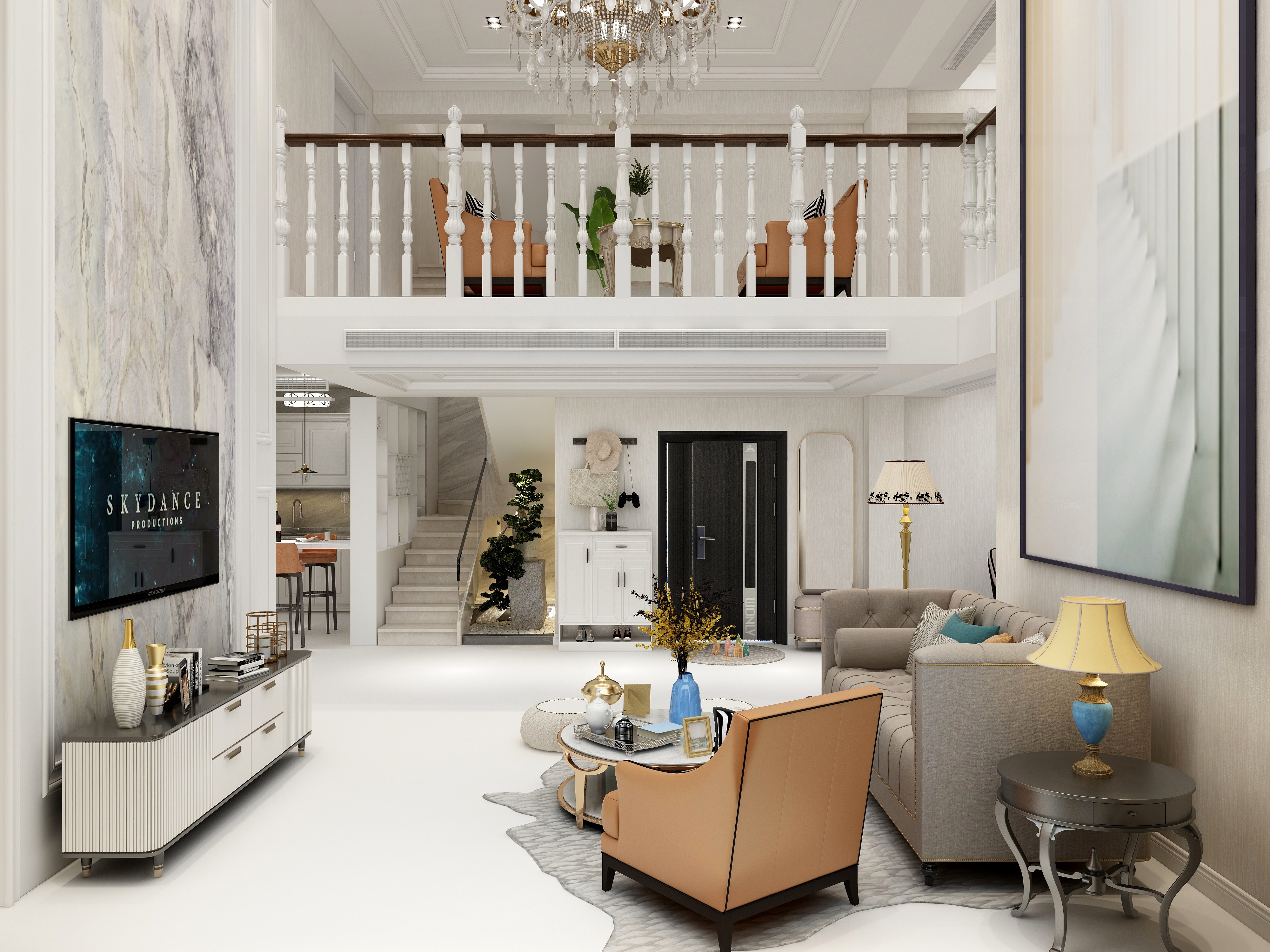 四月蚂蚁子弹飞-美式115㎡1室装修效果图