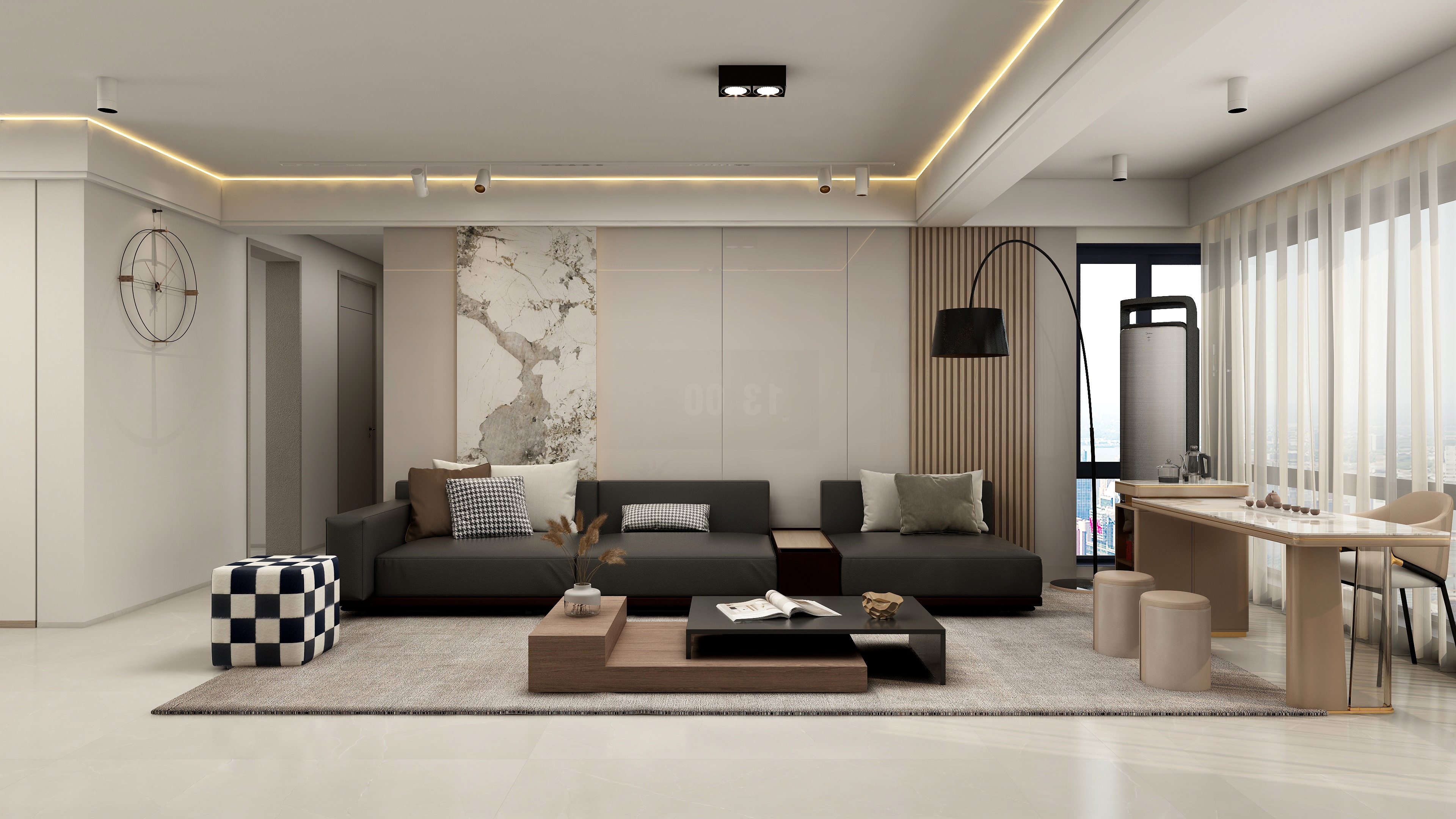 张煜强煜境设计-141平米现代简约四房装修效果图