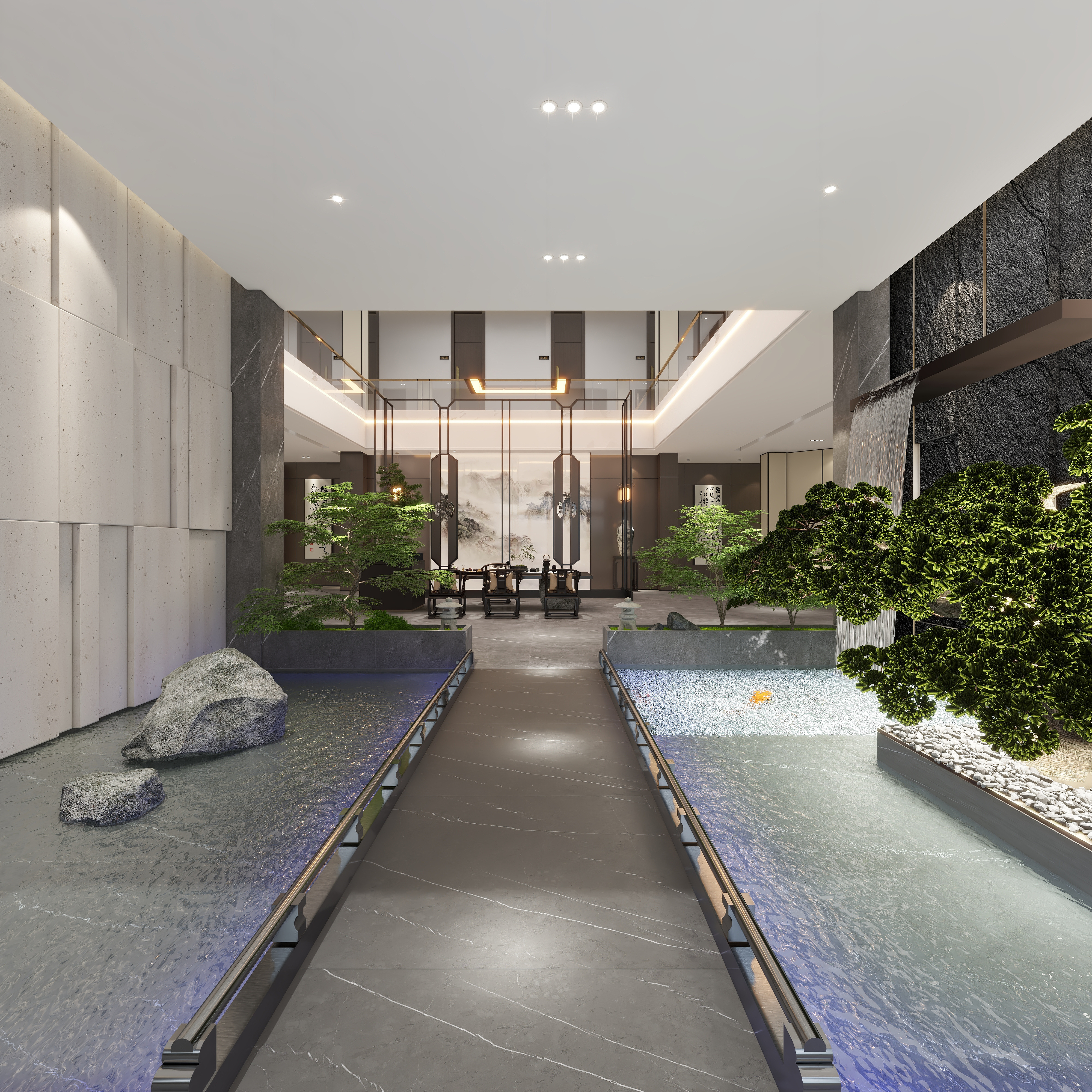 鲸鱼设计装饰-本府会所一层入口装修效果图第4张