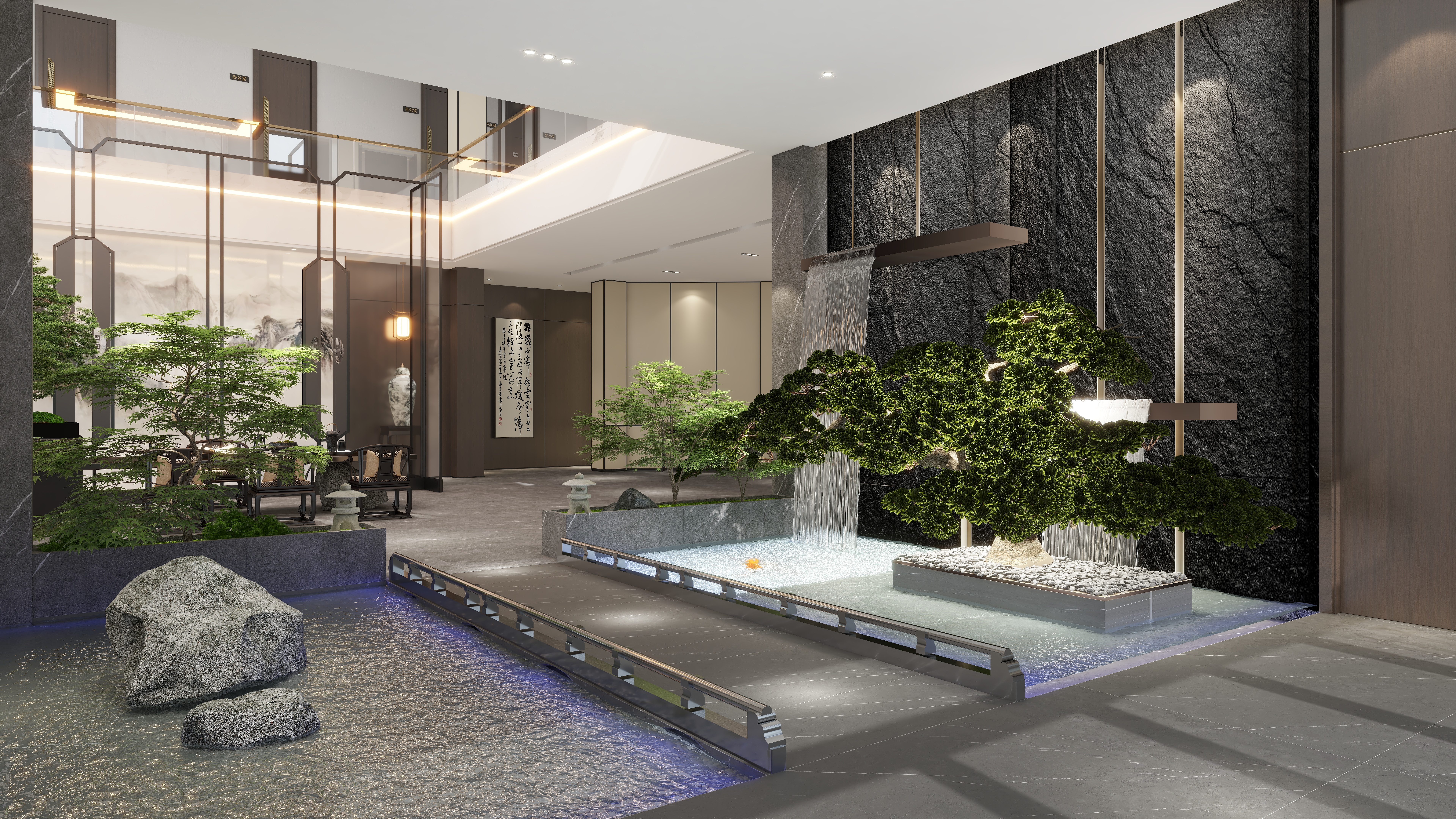 鲸鱼设计装饰-本府会所一层入口装修效果图第3张