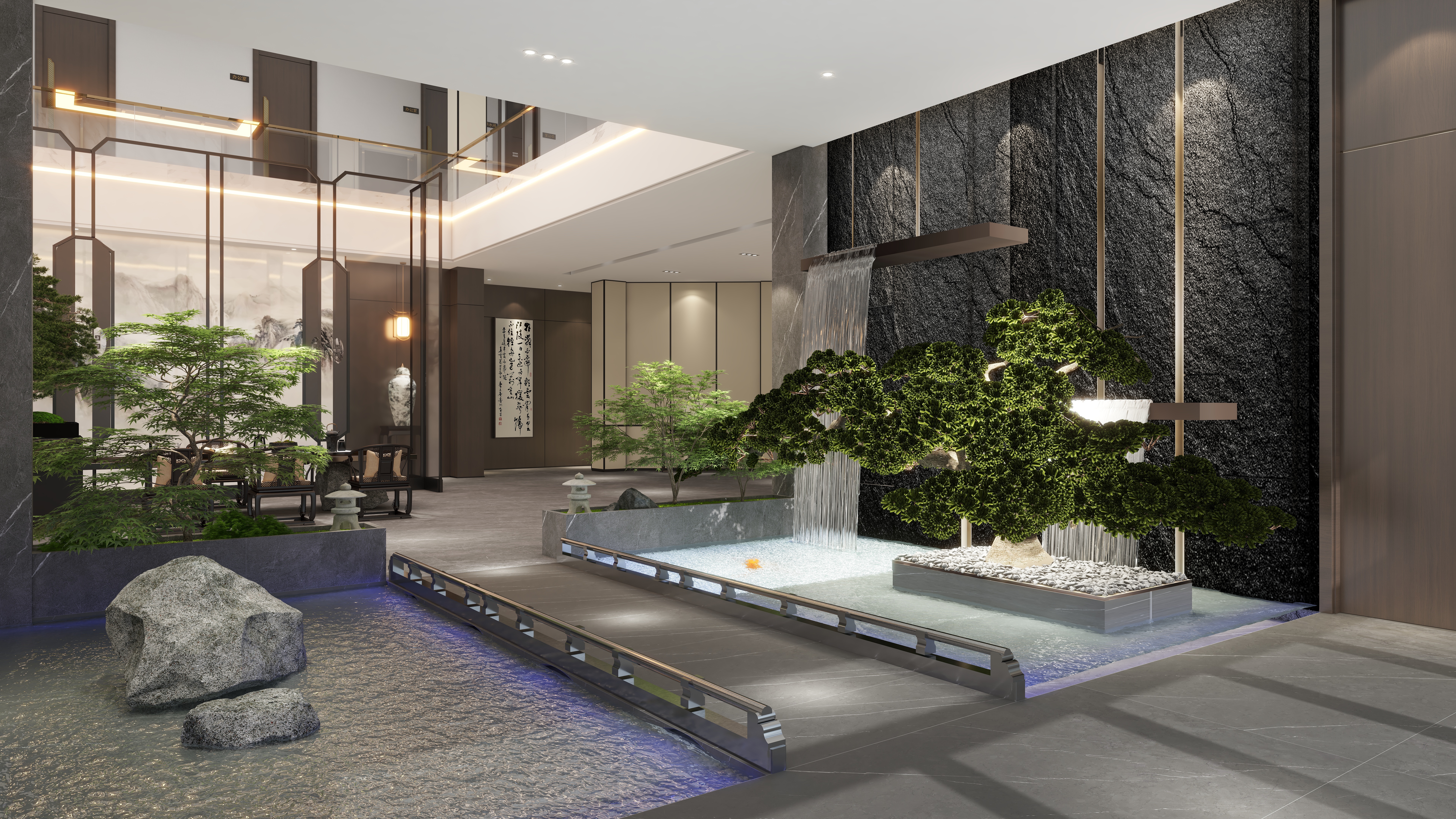 鲸鱼设计装饰-本府会所一层入口装修效果图第2张