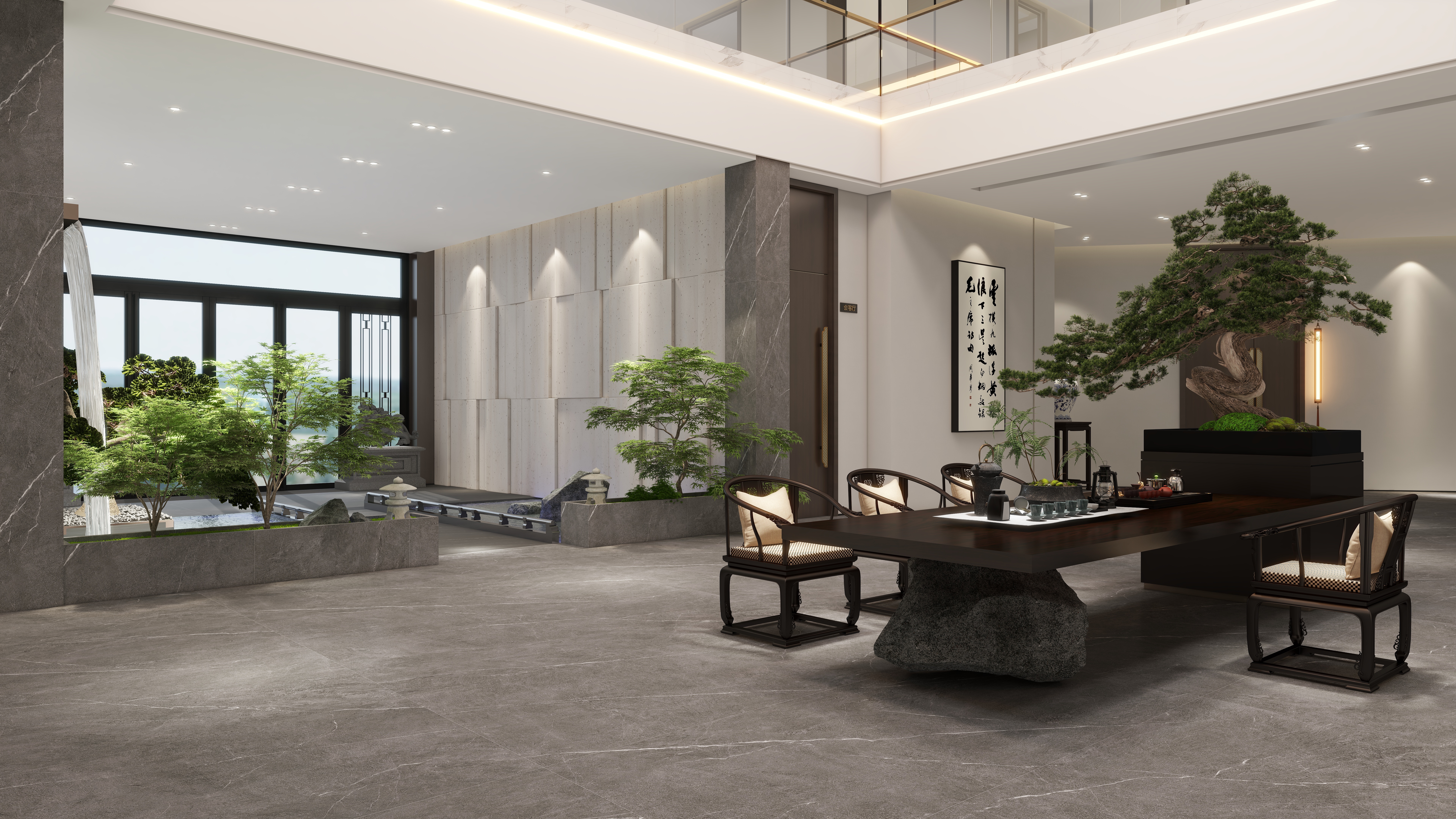 鲸鱼设计装饰-本府会所一层会客厅装修效果图第4张