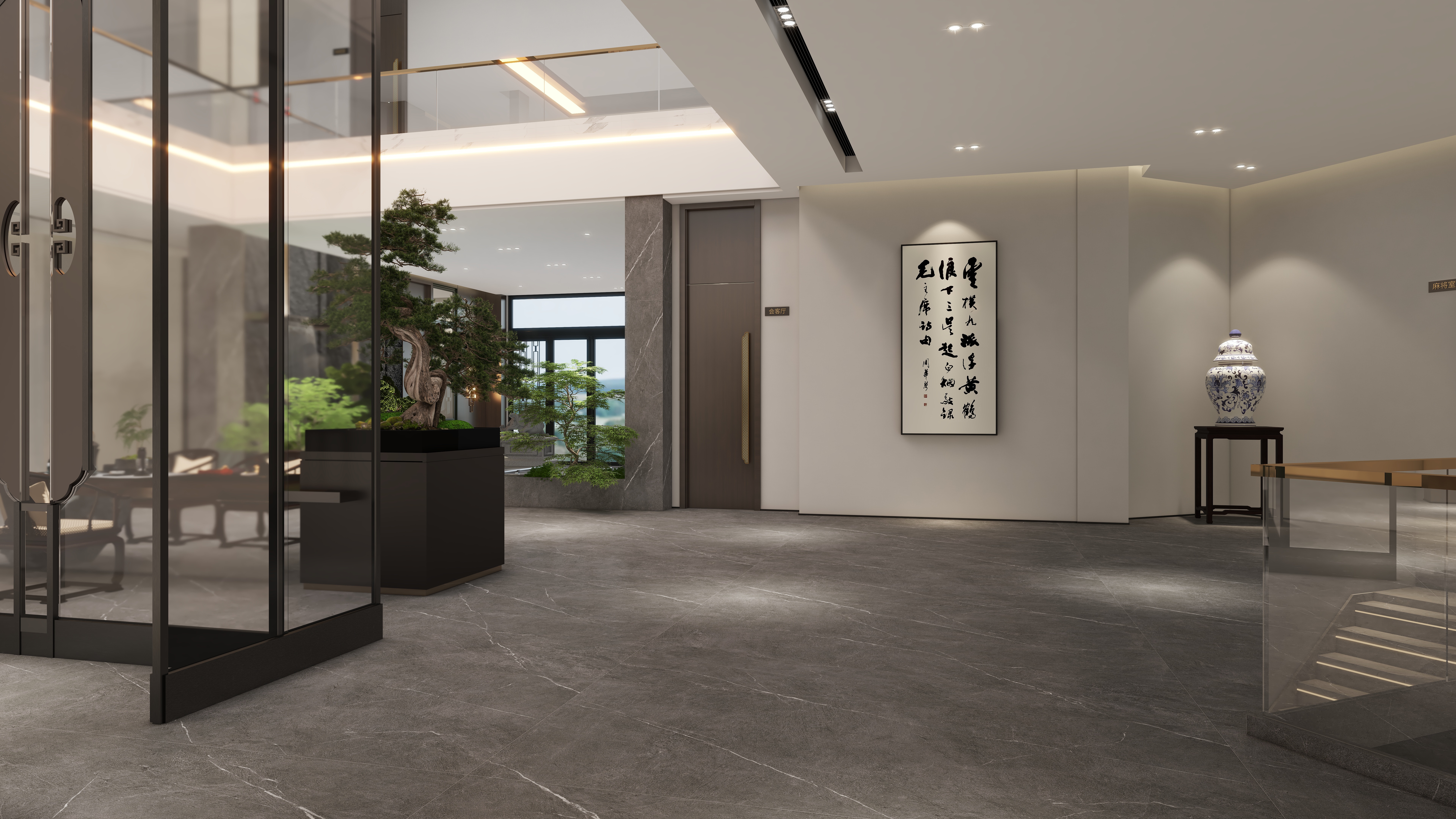 鲸鱼设计装饰-本府会所一层会客厅装修效果图第5张