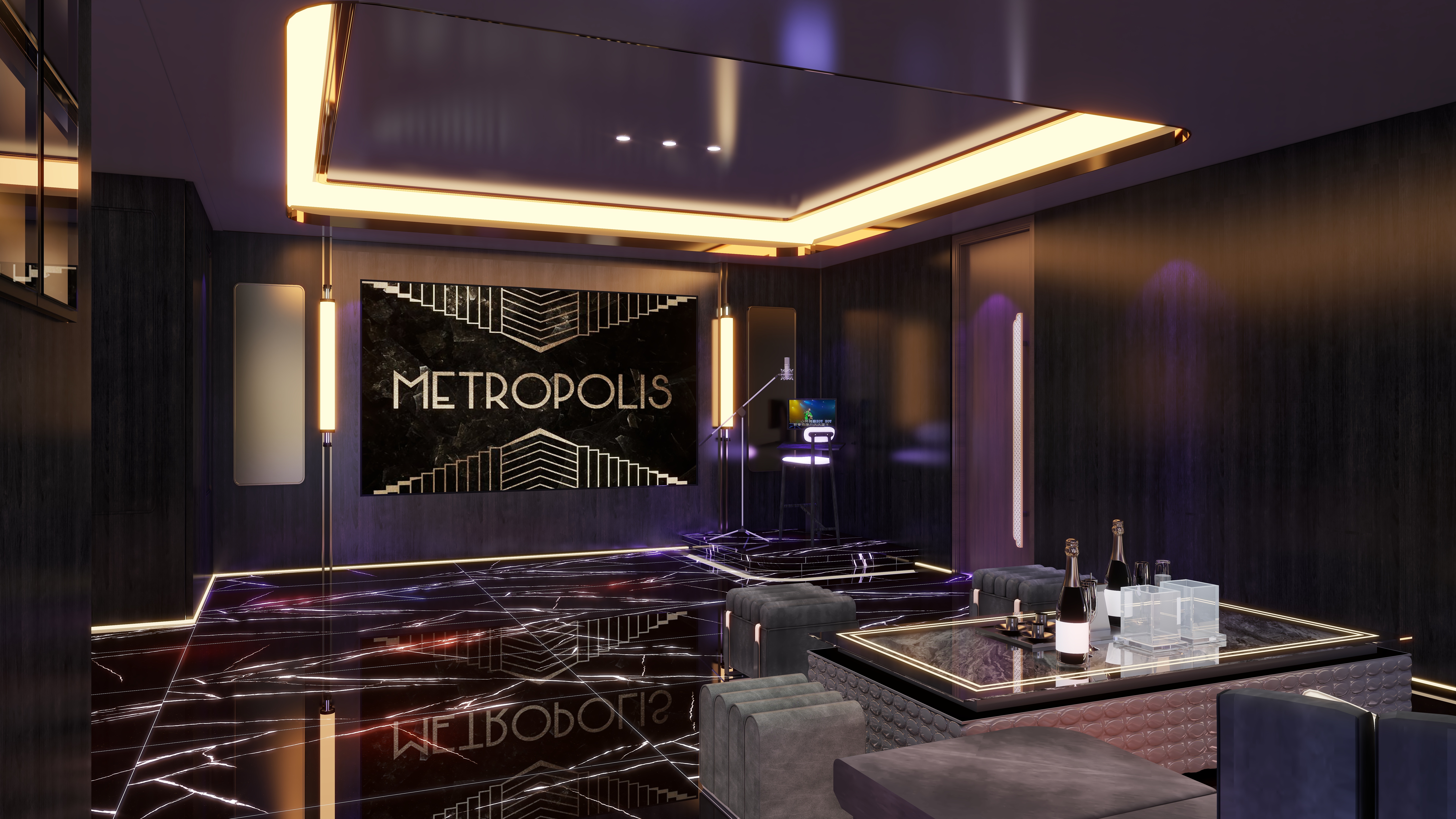 鲸鱼设计装饰-本府会所地下第一层影音区装修效果图第1张