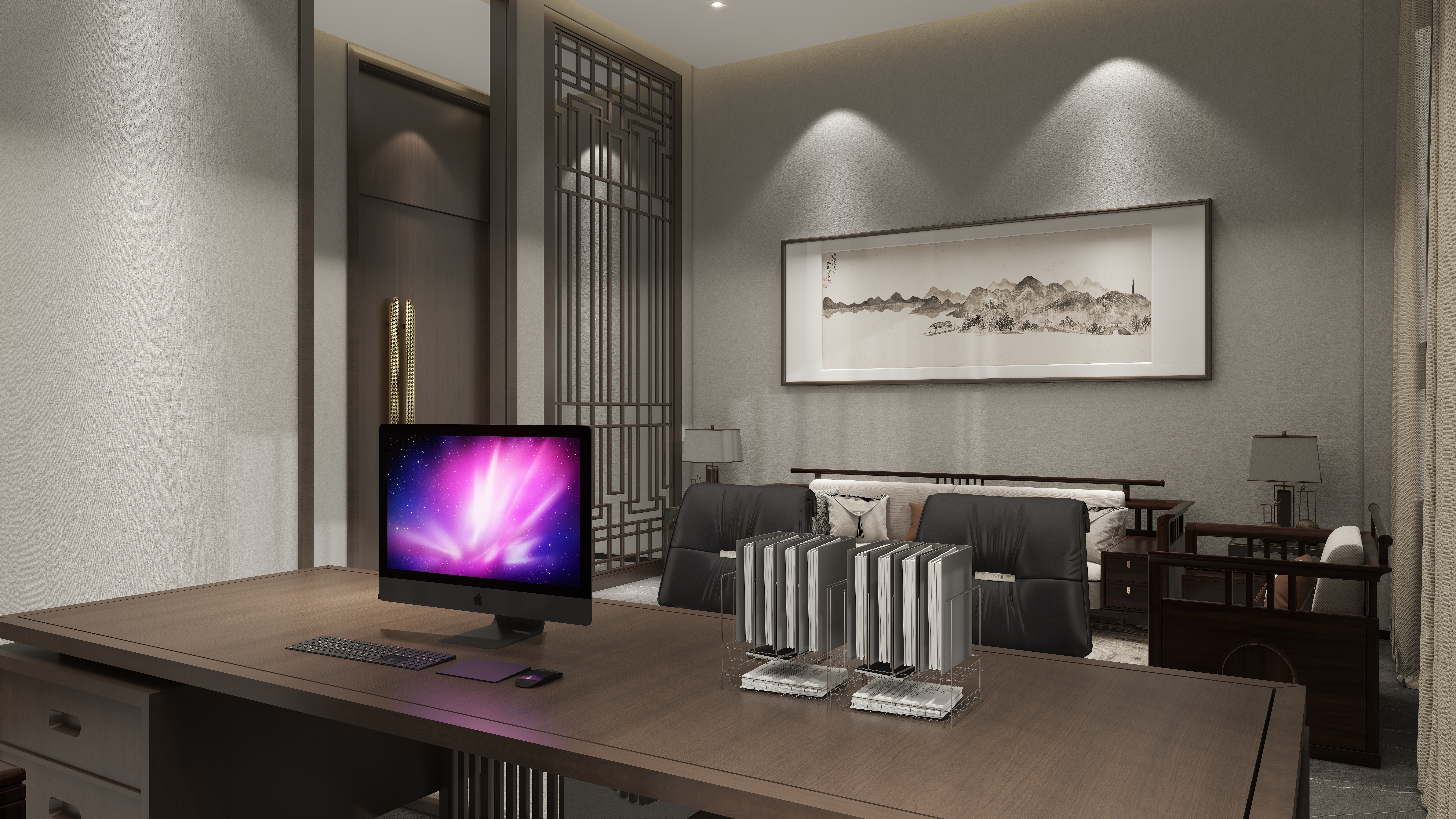 鲸鱼设计装饰-本府会所二层董事长办公室装修效果图第2张