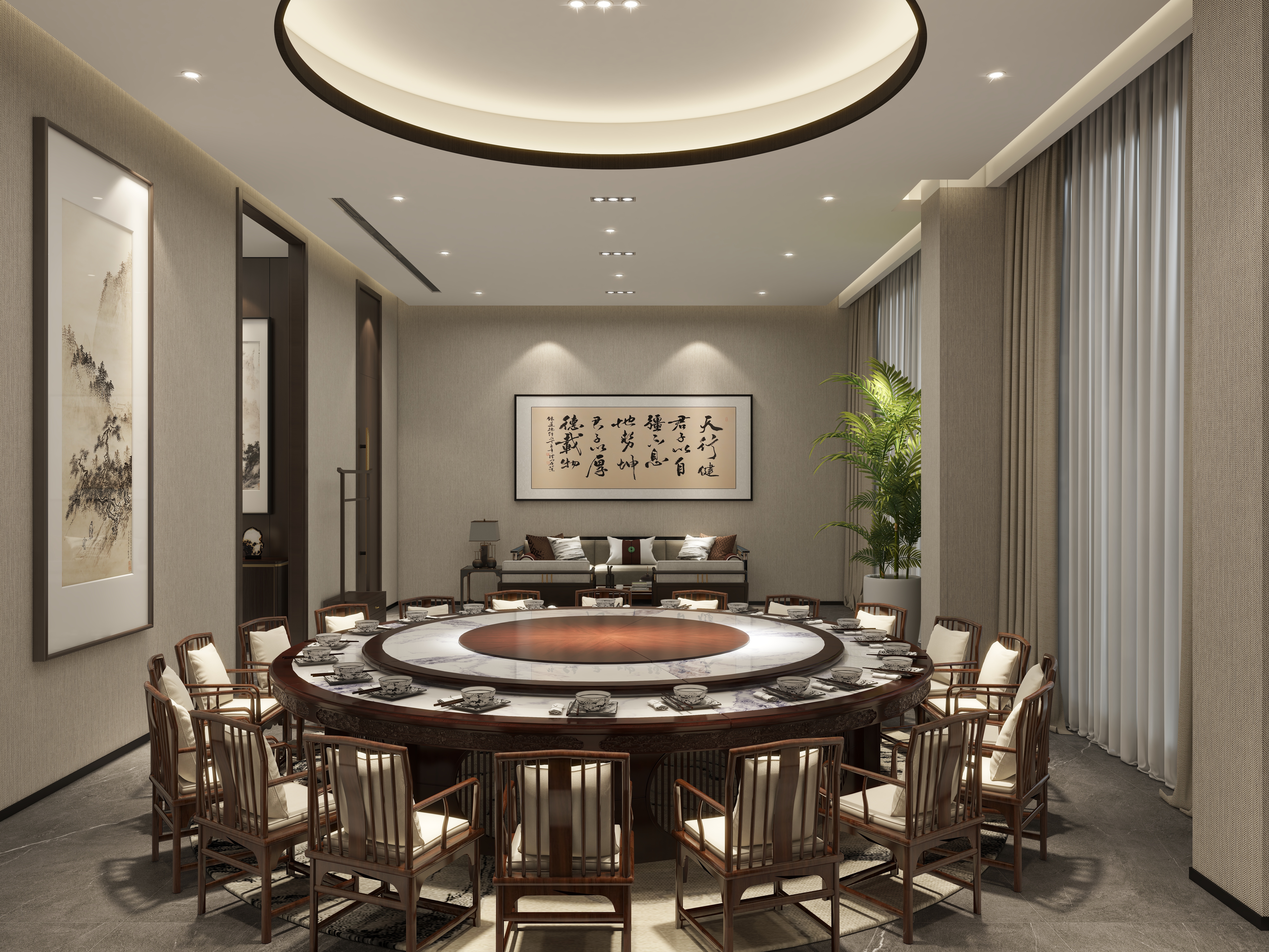 鲸鱼设计装饰-本府会所一层20人包房装修效果图第2张