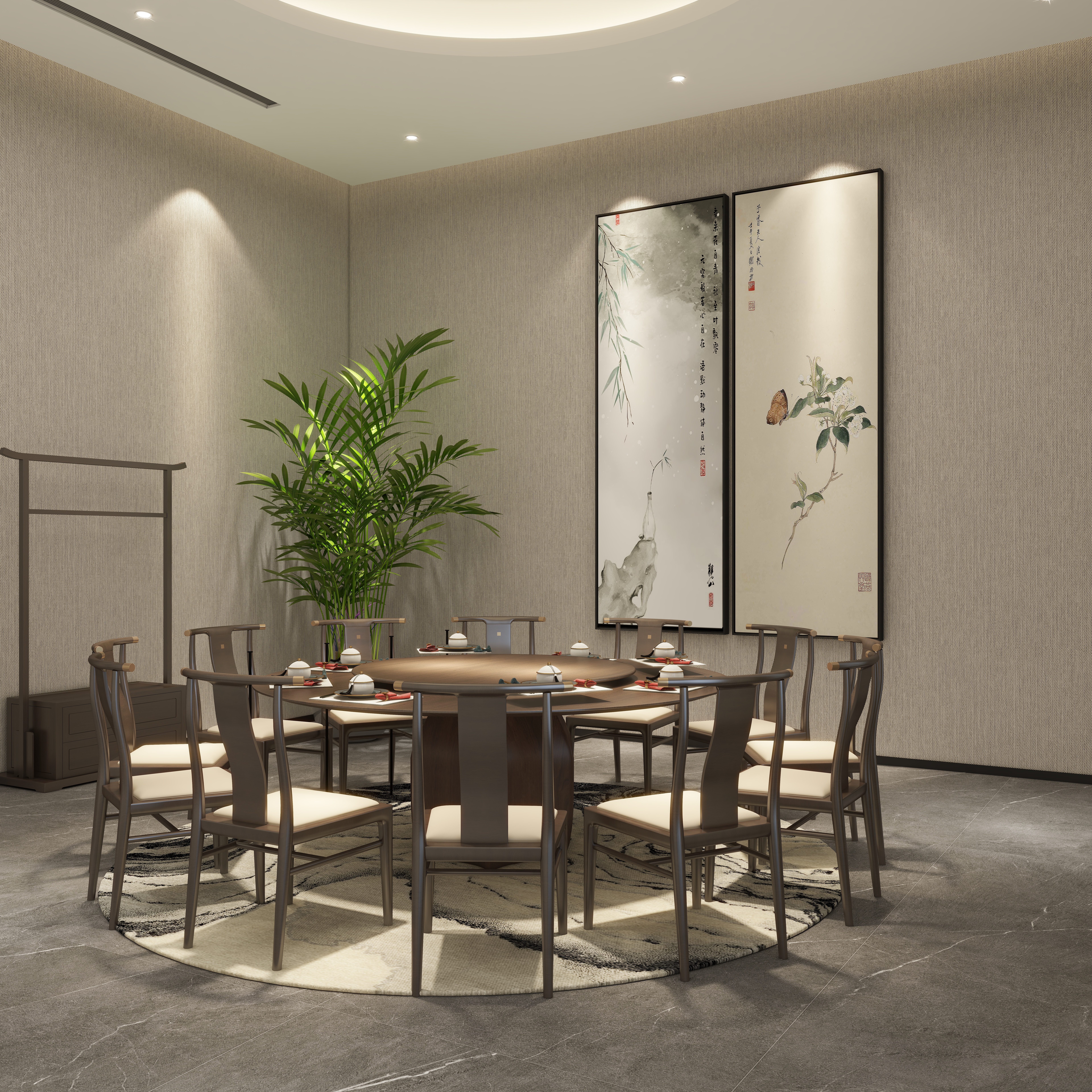 鲸鱼设计装饰-本府会所一层12人包房装修效果图第3张