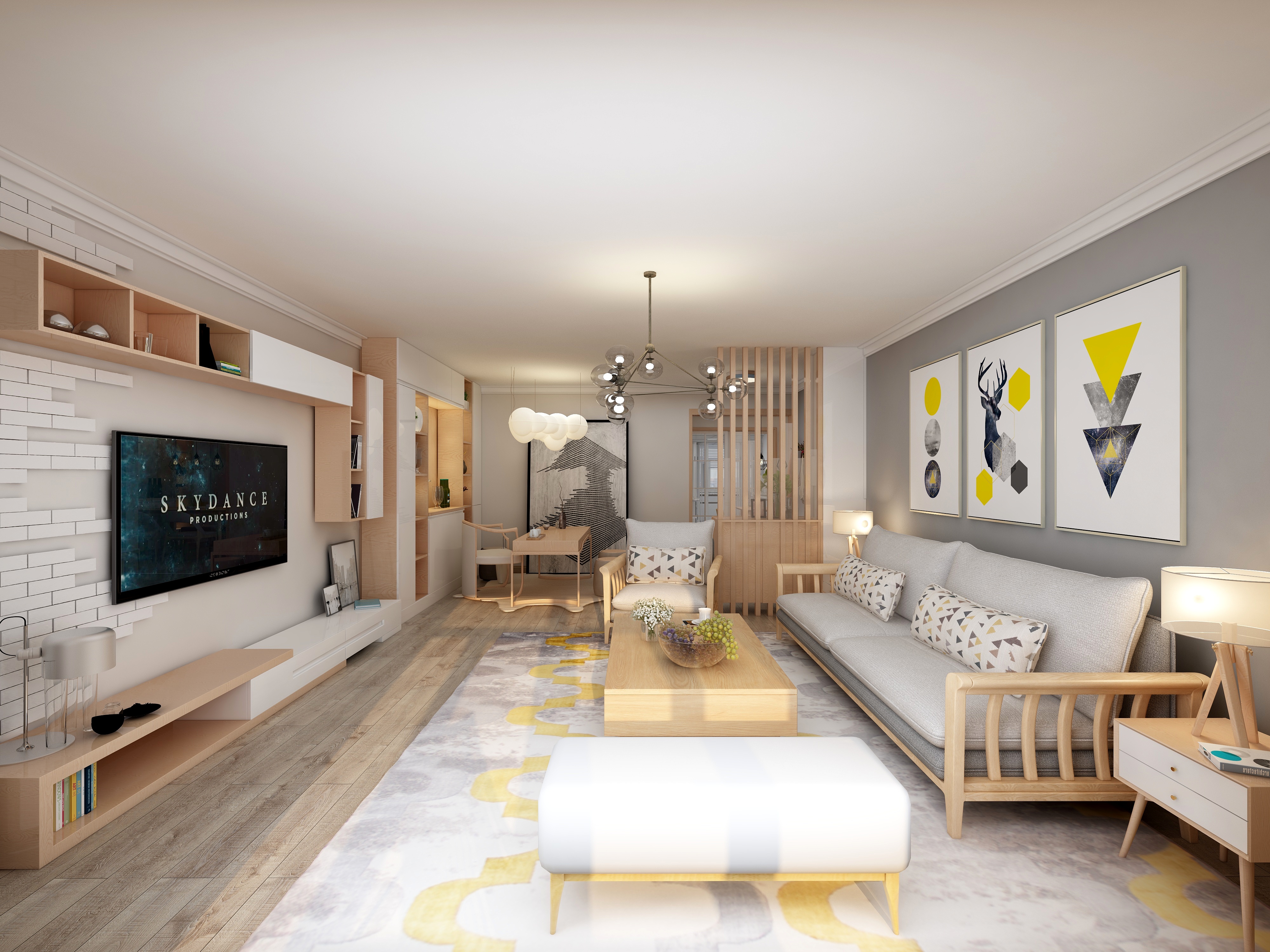 四月蚂蚁子弹飞-北欧158㎡3室装修效果图