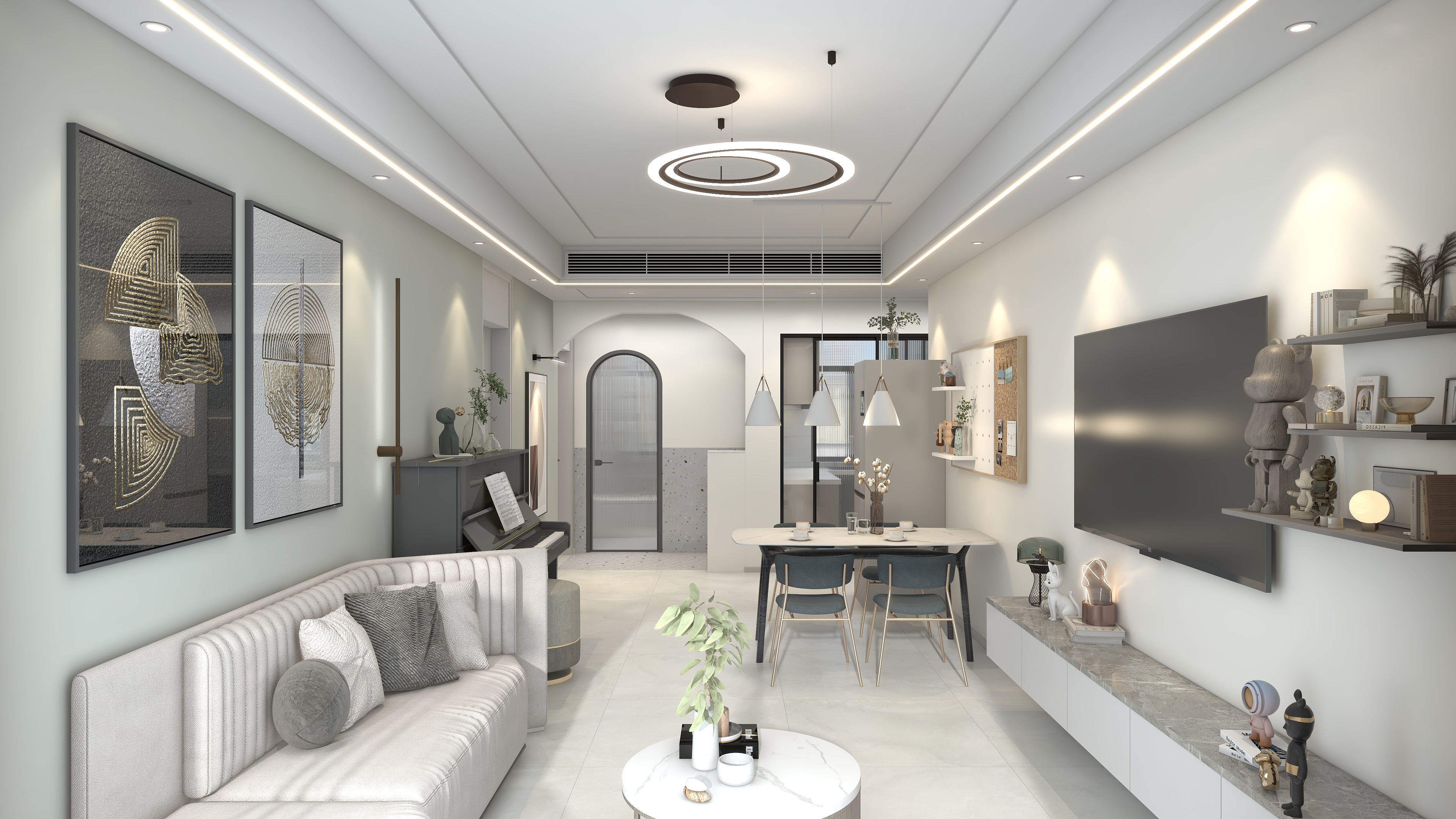 四月蚂蚁子弹飞-现代简约89㎡3室装修效果图