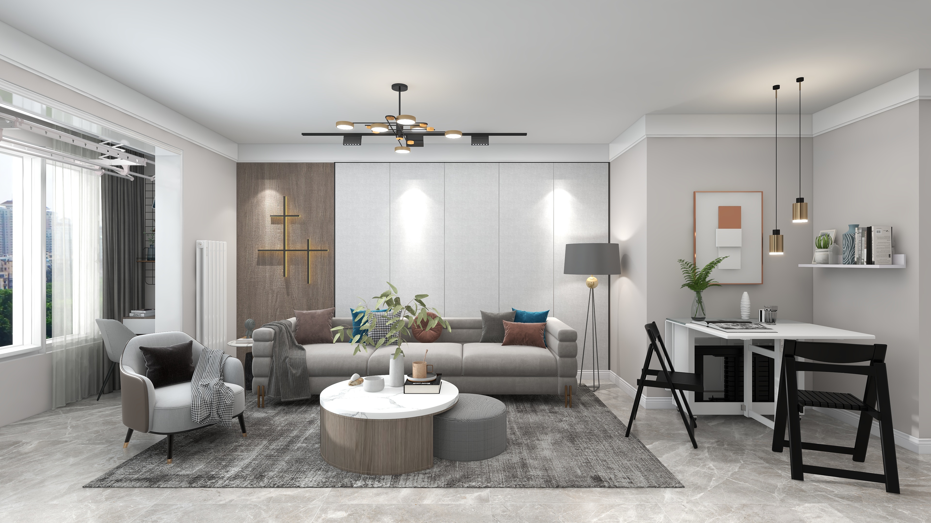 四月蚂蚁子弹飞-现代简约82㎡3室装修效果图