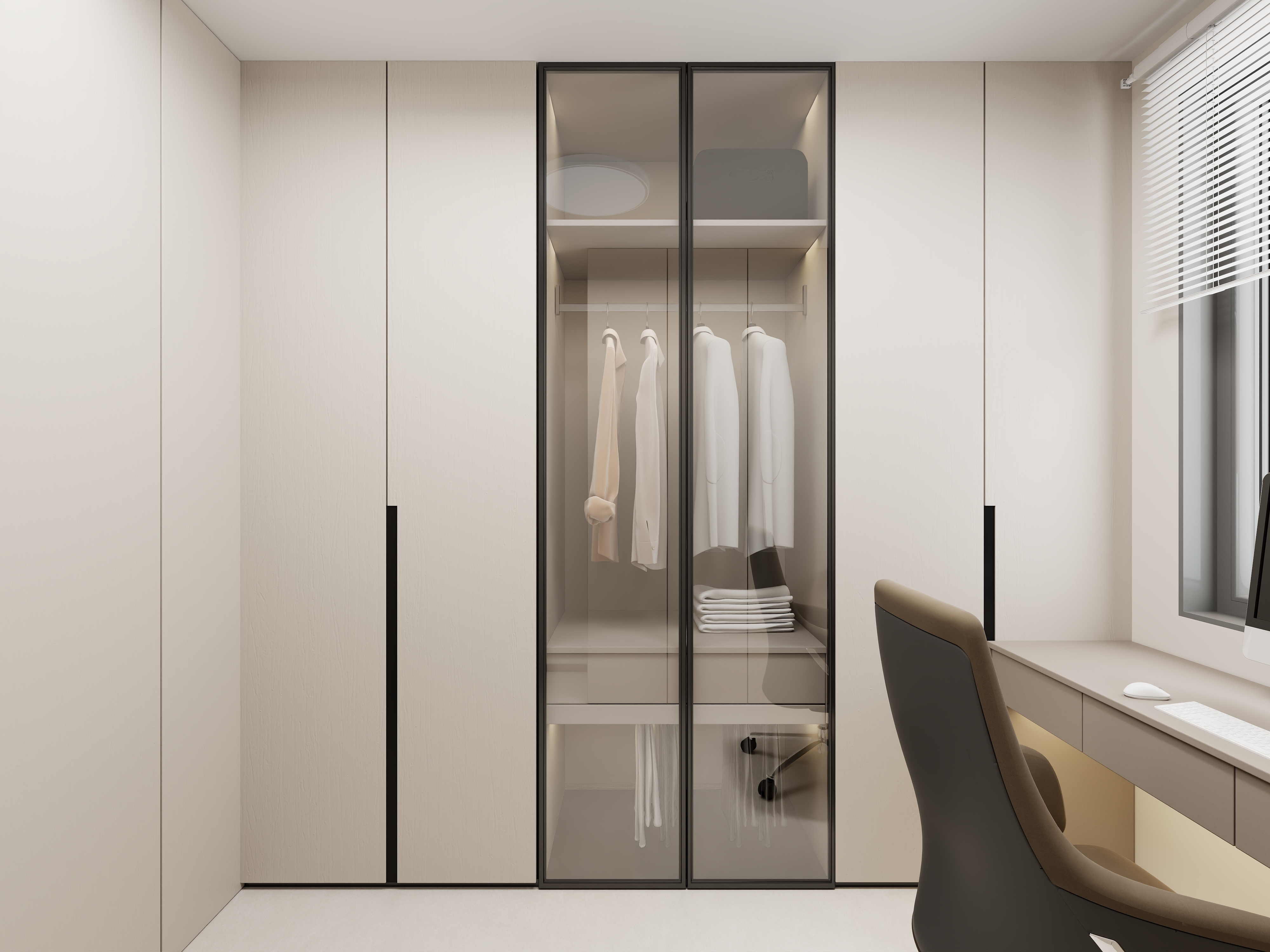 艺雅丽-115平奶油风 一层衣帽间装修效果图第1张