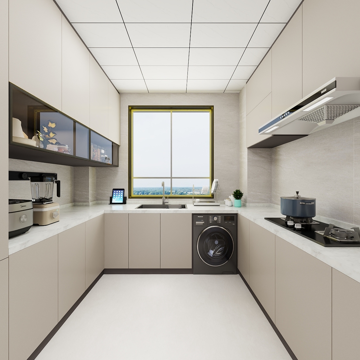 艺雅丽-115平奶油风 一层厨房装修效果图第3张