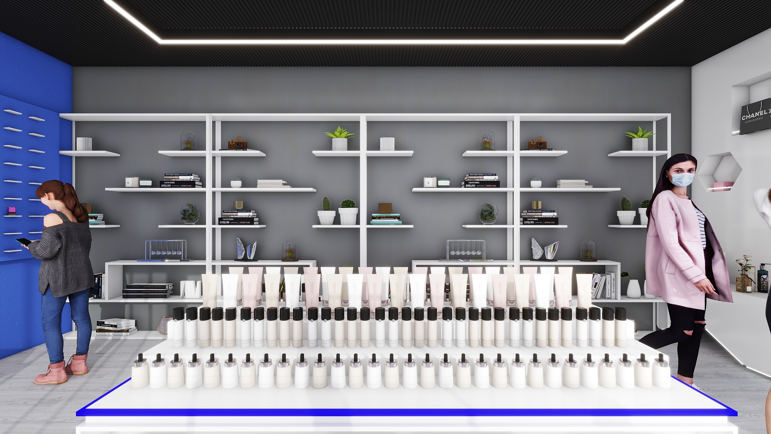 南京鲸曦宇传媒广告有限公司-24044半透美妆店室内效果图-装修设计方案