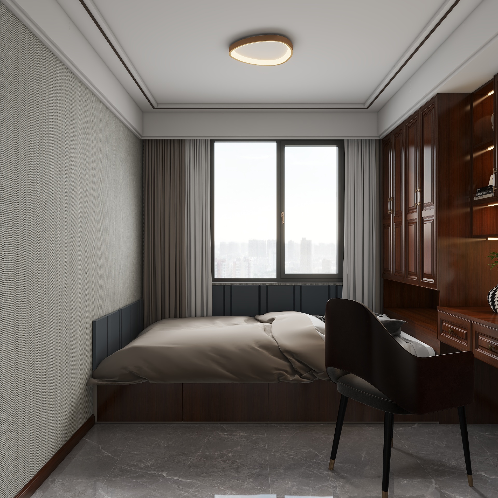 吴爽-139m²新中式风格设计装修效果图