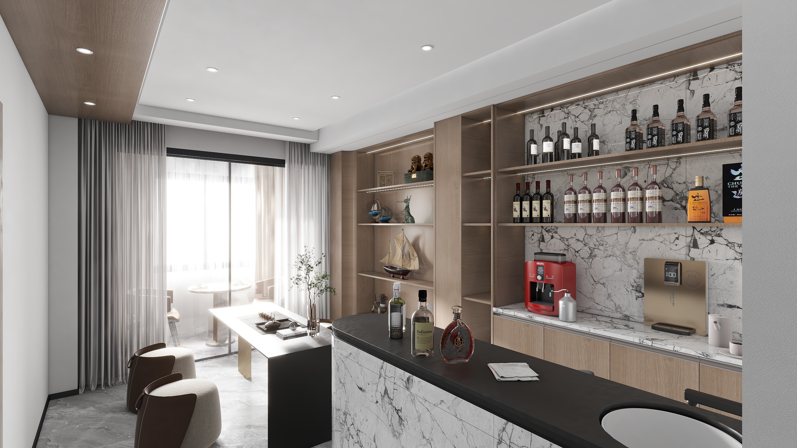 後宅-77㎡会所现代-装修设计方案