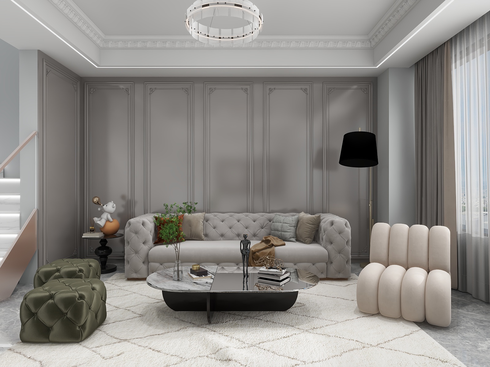 湛智华-法式复式162平4房装修效果图