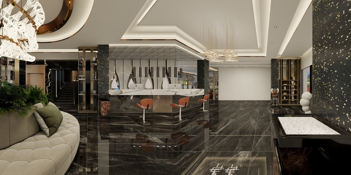 金色华年pvyc-越州山庄一楼大厅-装修设计方案