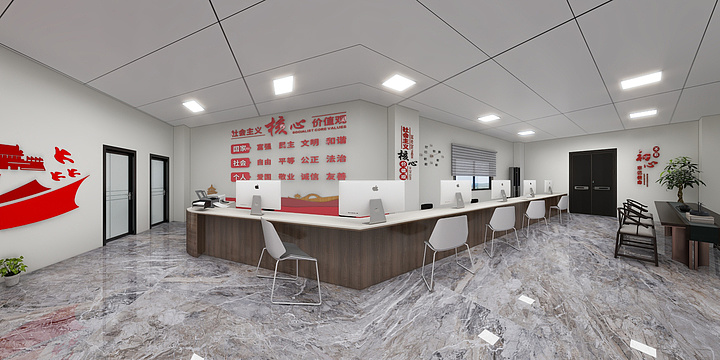 152****3777Ngrs-永坑村党建办公大厅-装修设计方案
