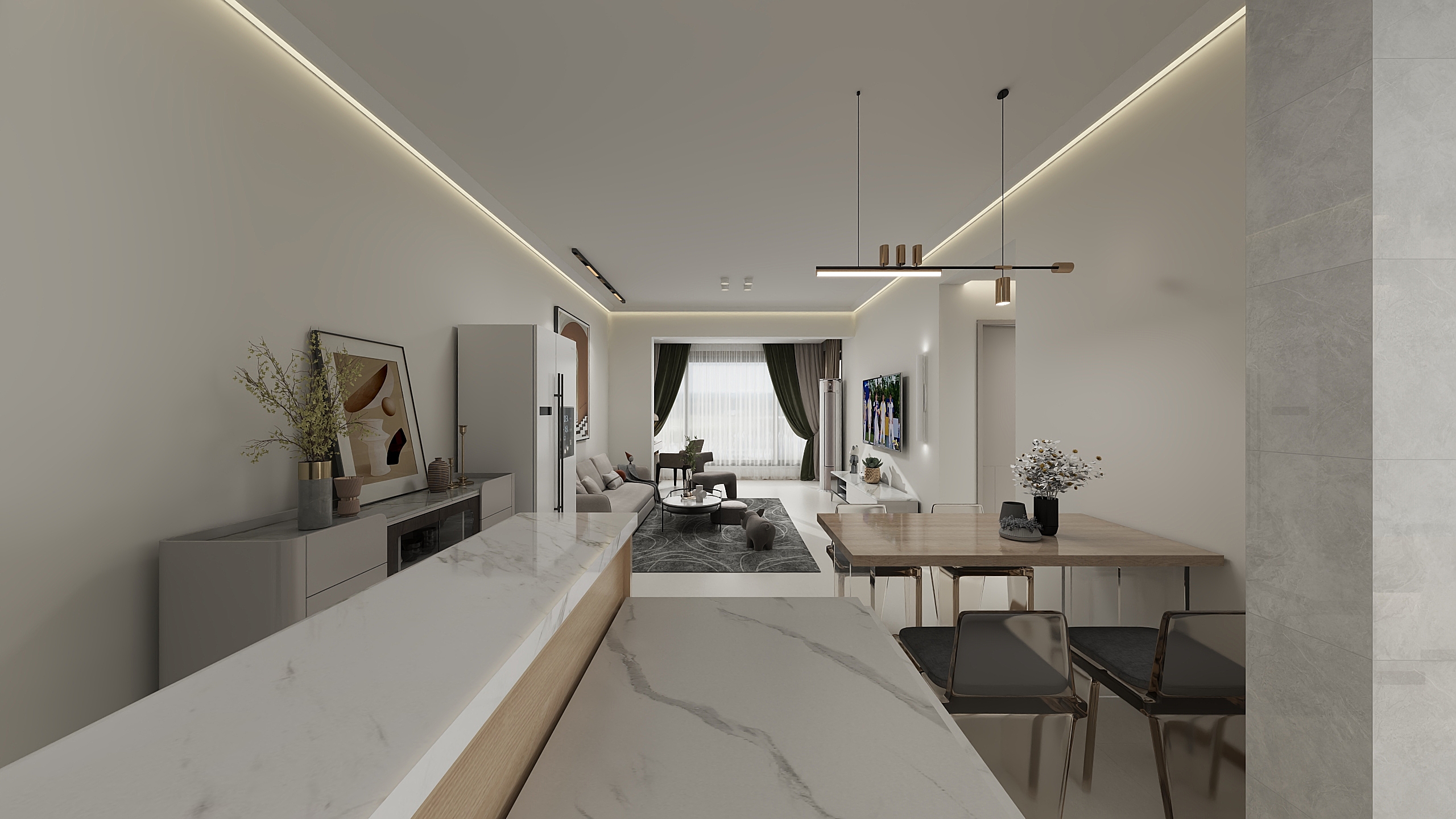 卓鹿设计工作室-锦城名都77平现代无主灯-装修设计方案