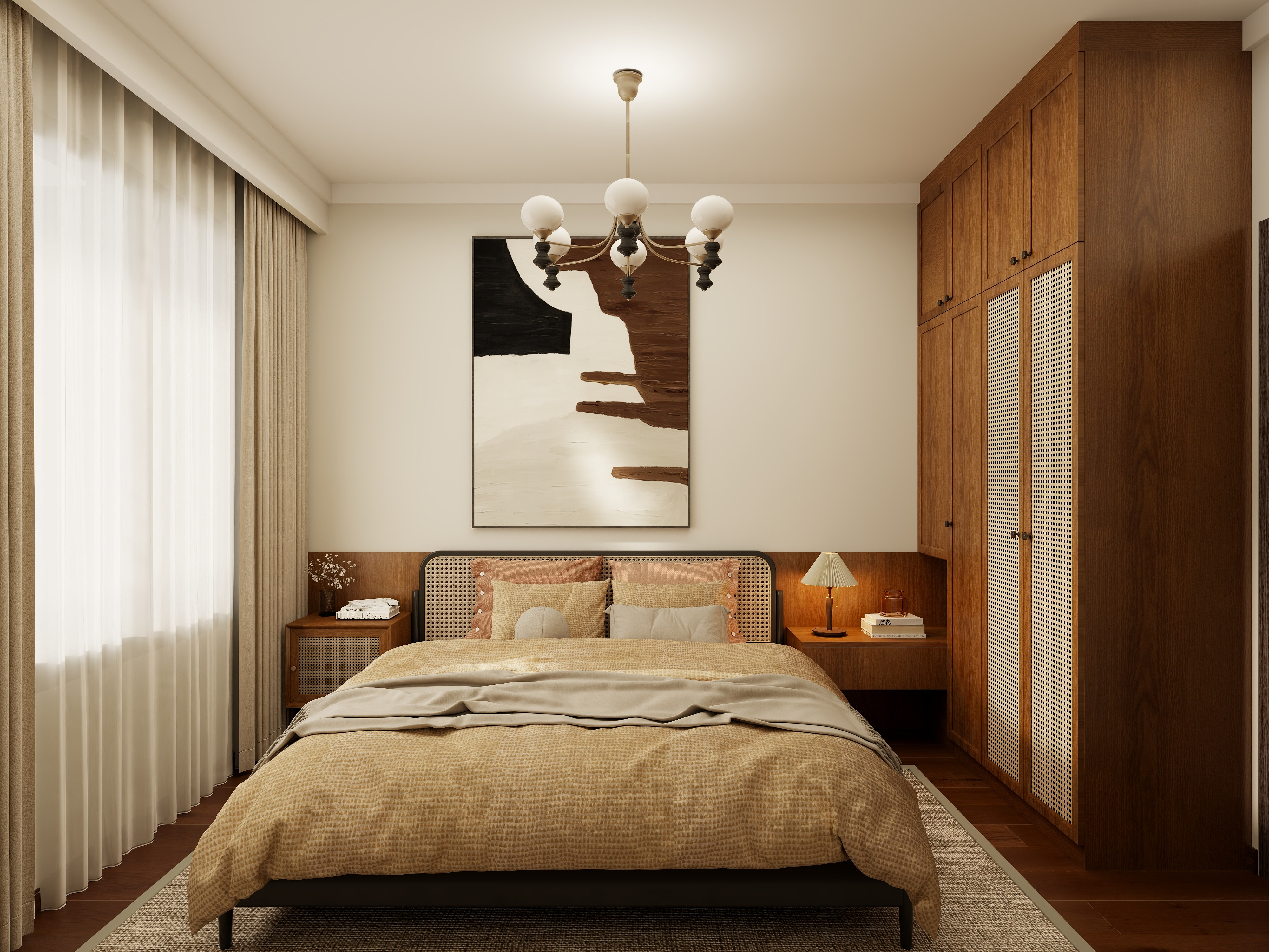 壹诺设计工作室-127㎡3室-中古风装修效果图