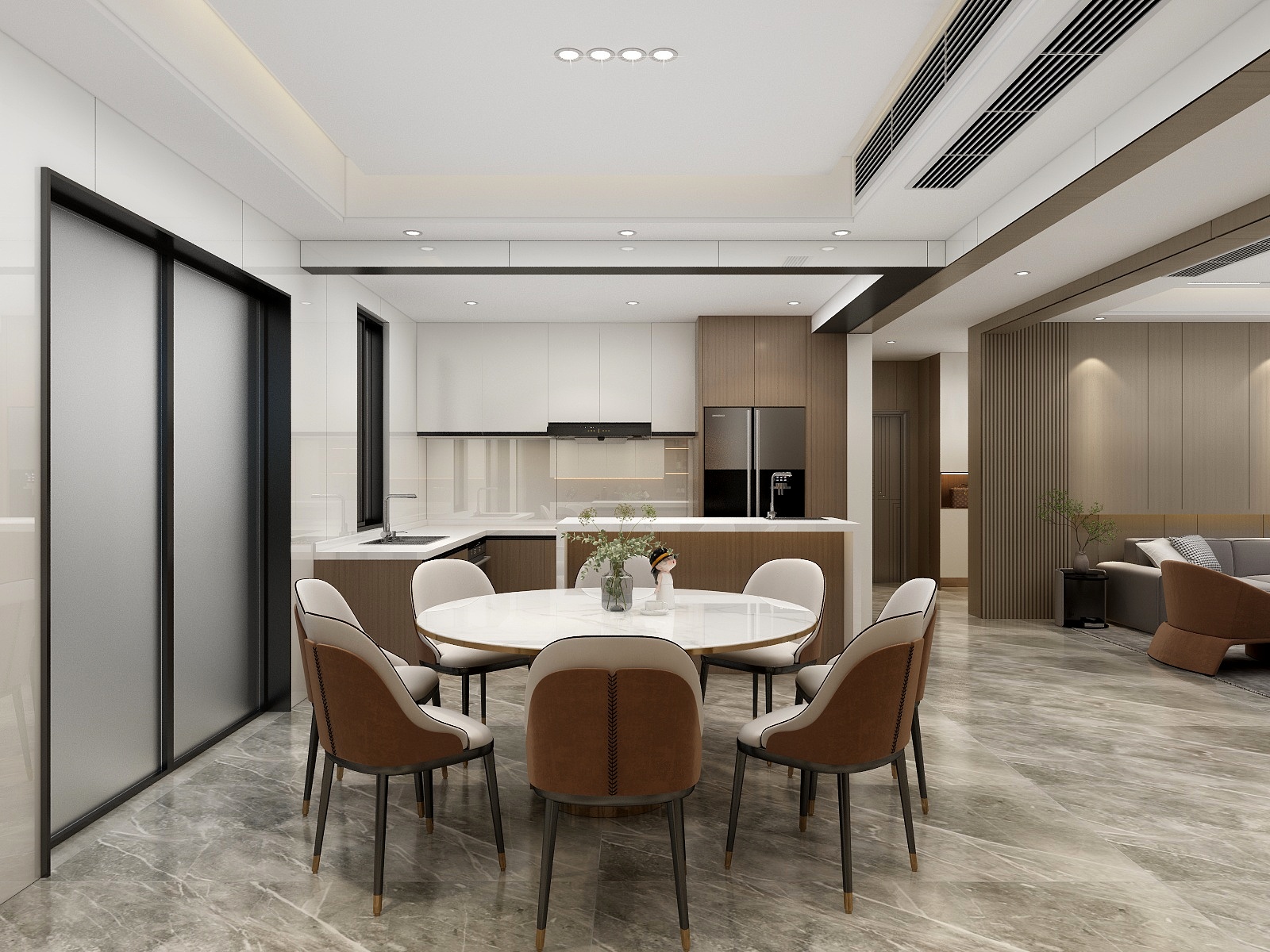 湛智华-意式轻奢客餐厅146平装修效果图