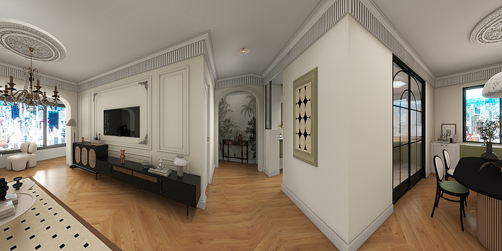 轩庭装修-绿地七期115平方法式复古最终版-装修设计方案