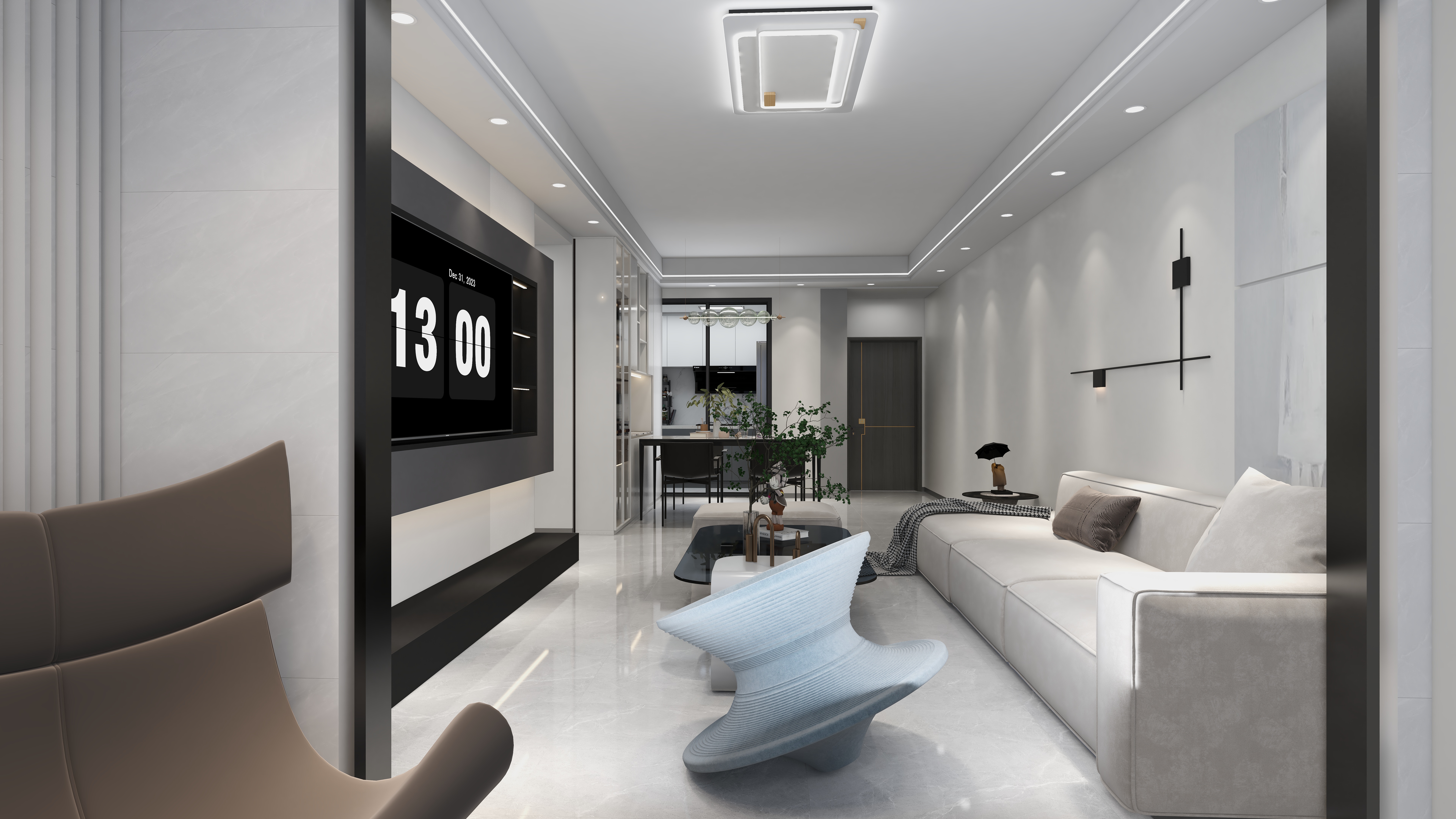 天麒工作室-五居127m平方现代简约全屋全景-装修设计方案