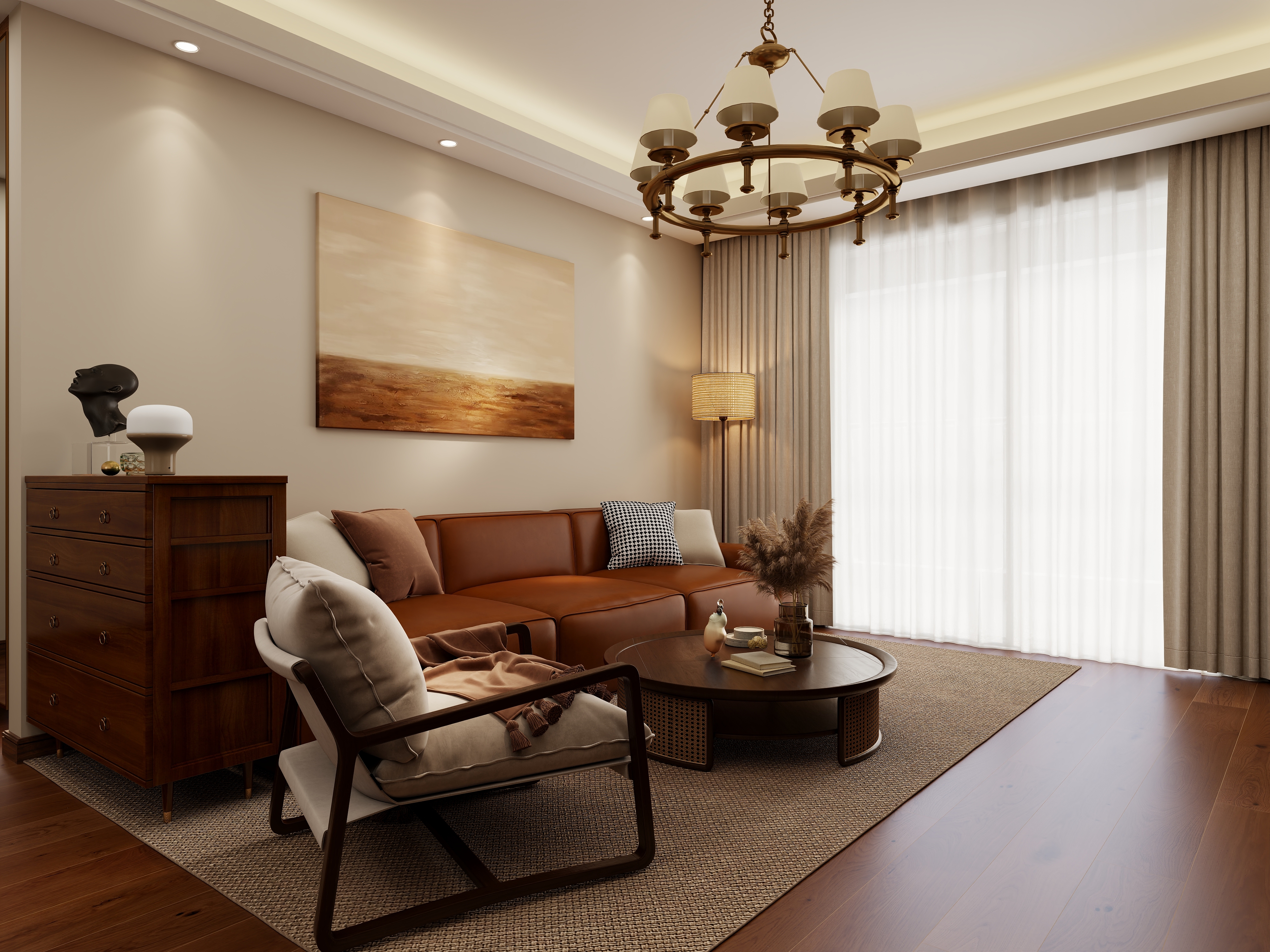 壹诺设计工作室-124㎡3室-中古风装修效果图