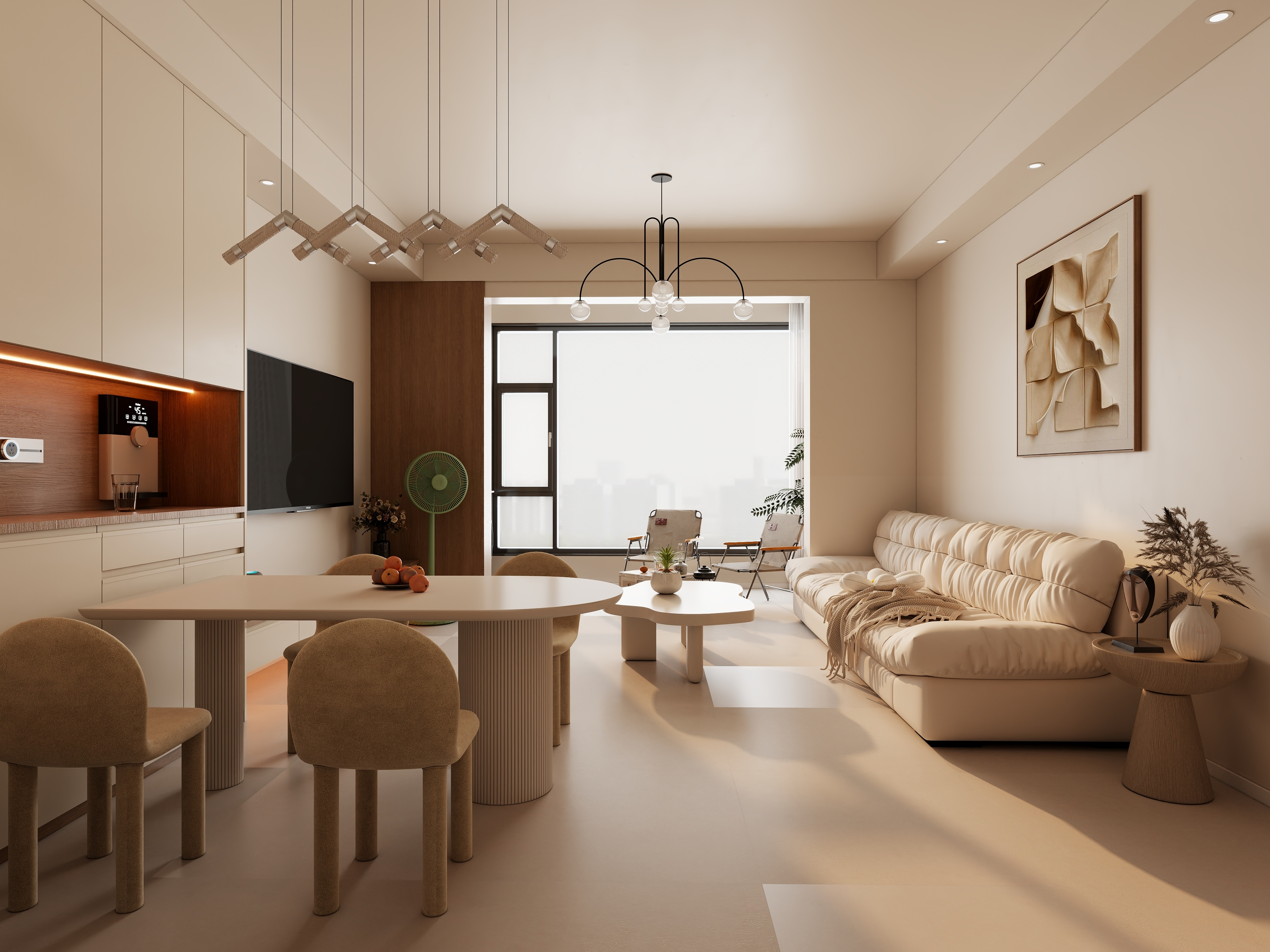 觅境设计工作室-金田·仁和居100平米现代奶油-装修设计方案