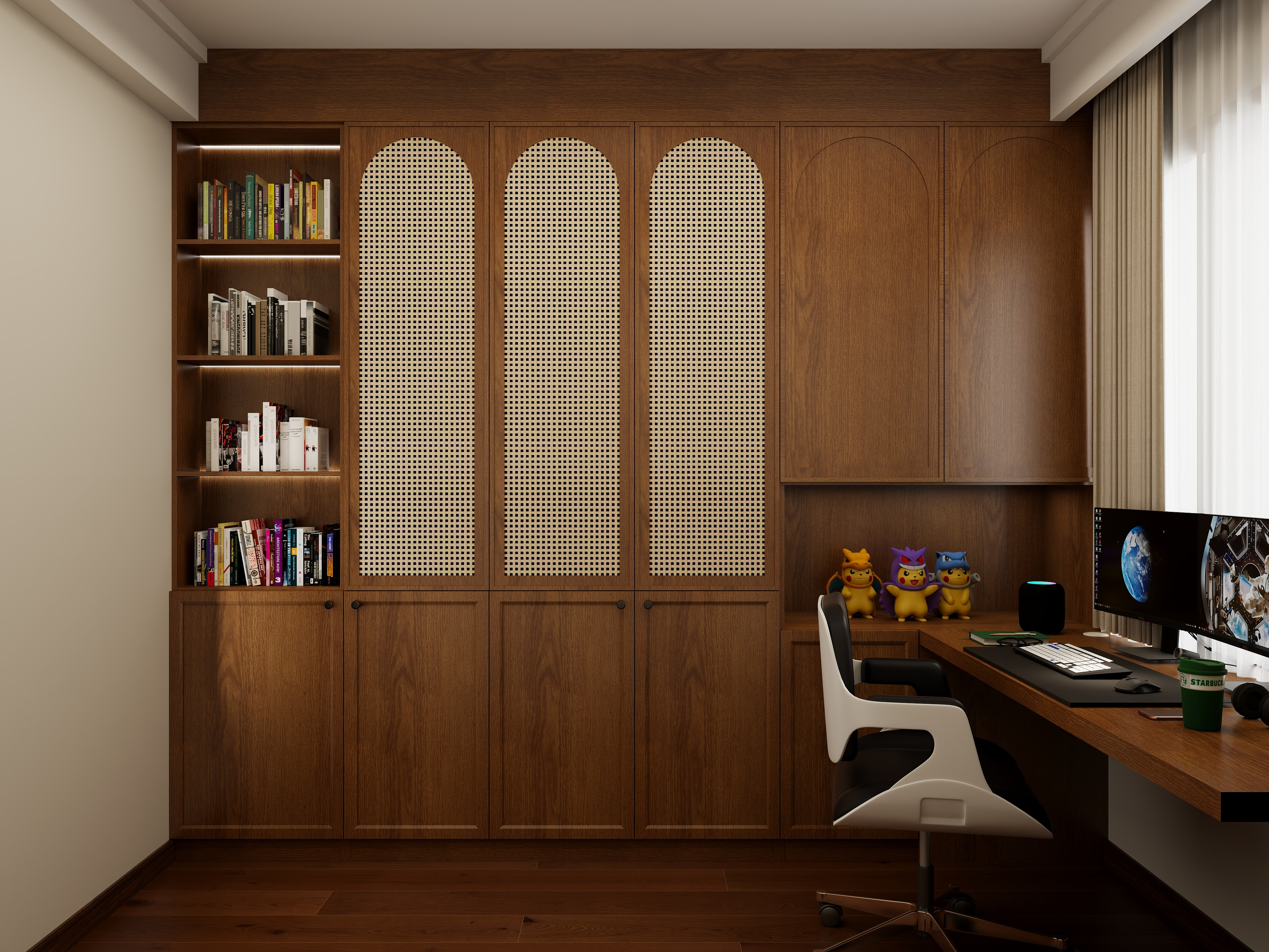 壹诺设计工作室-124㎡3室-中古风装修效果图